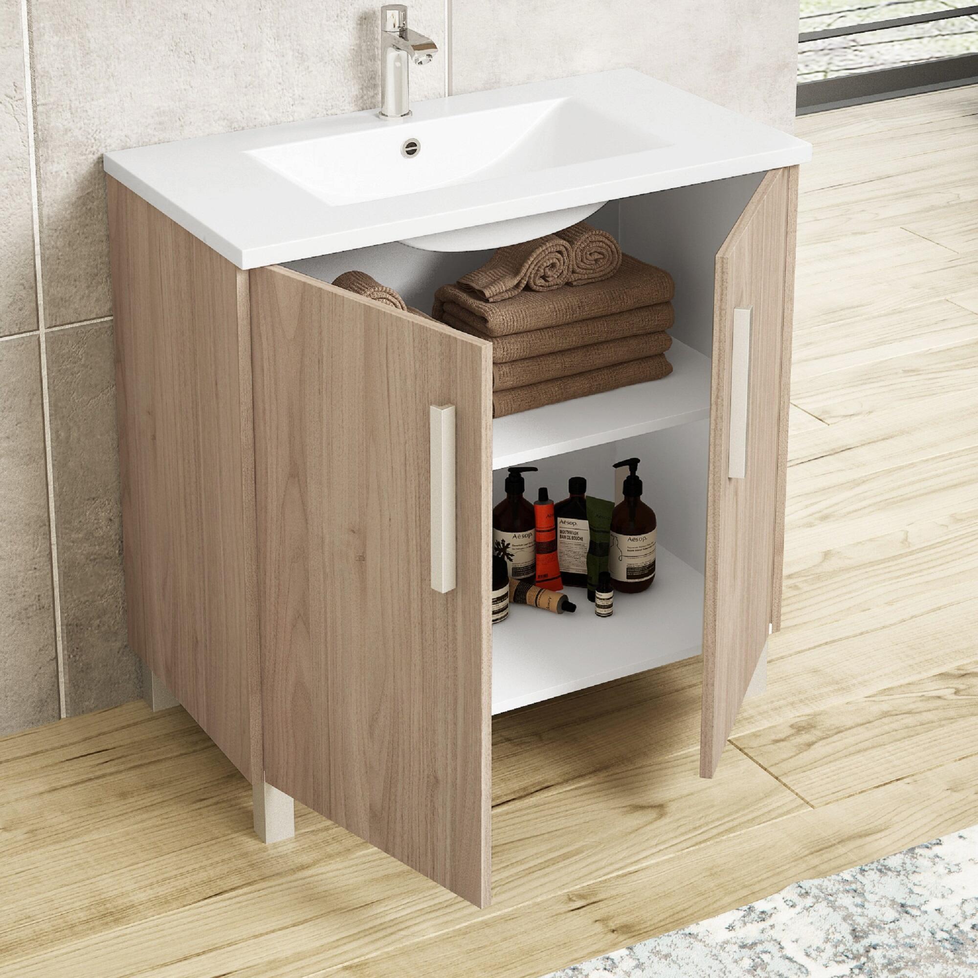 Mueble de baño con lavabo  Nerea nogal  60x45 cm - 4
