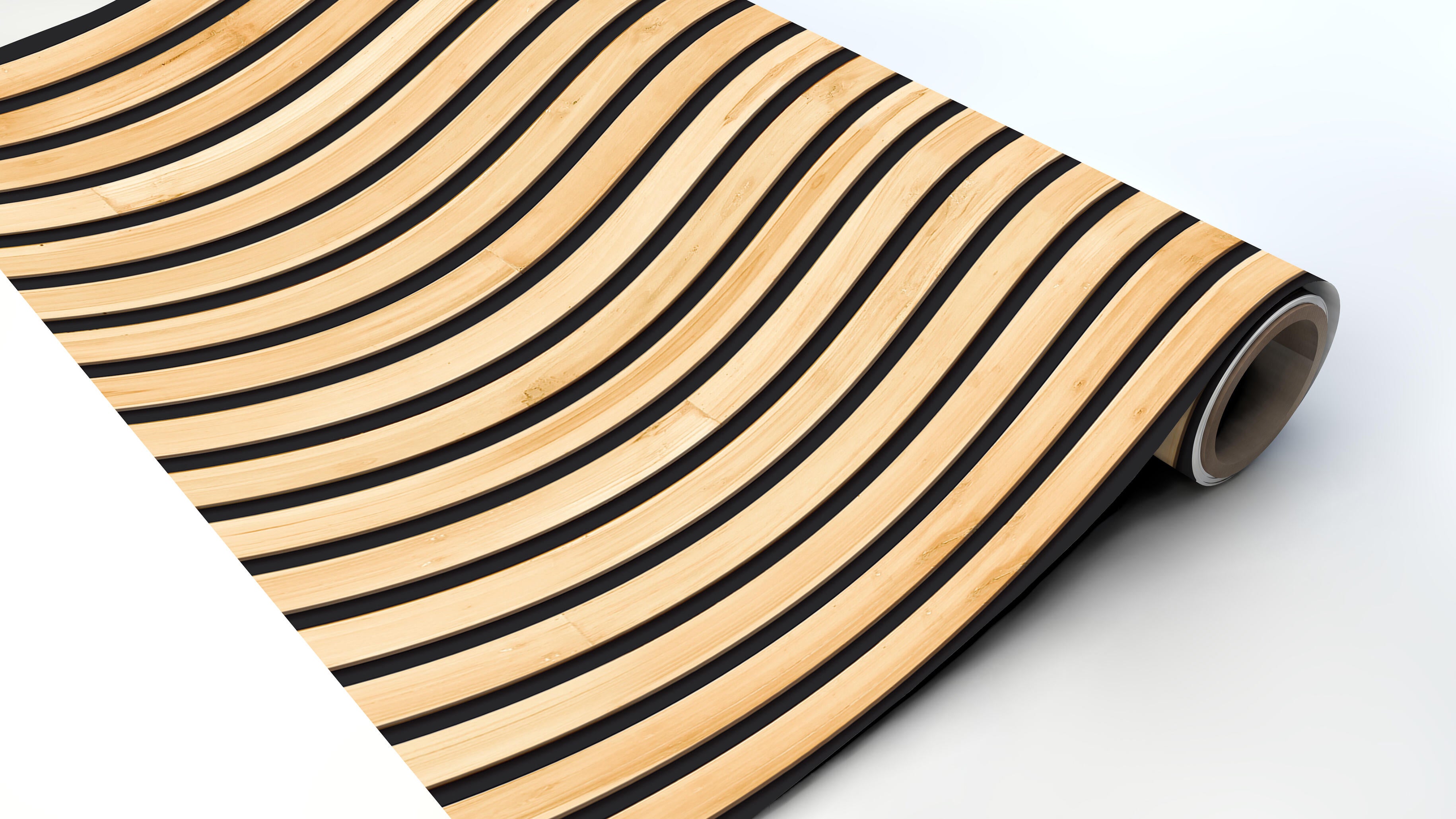 Papel pintado PVC adhesivo Imitación material Listones beige marrón negro  LHD 65cmx2.8m superlavable. Apto para cocinas o baños - 6