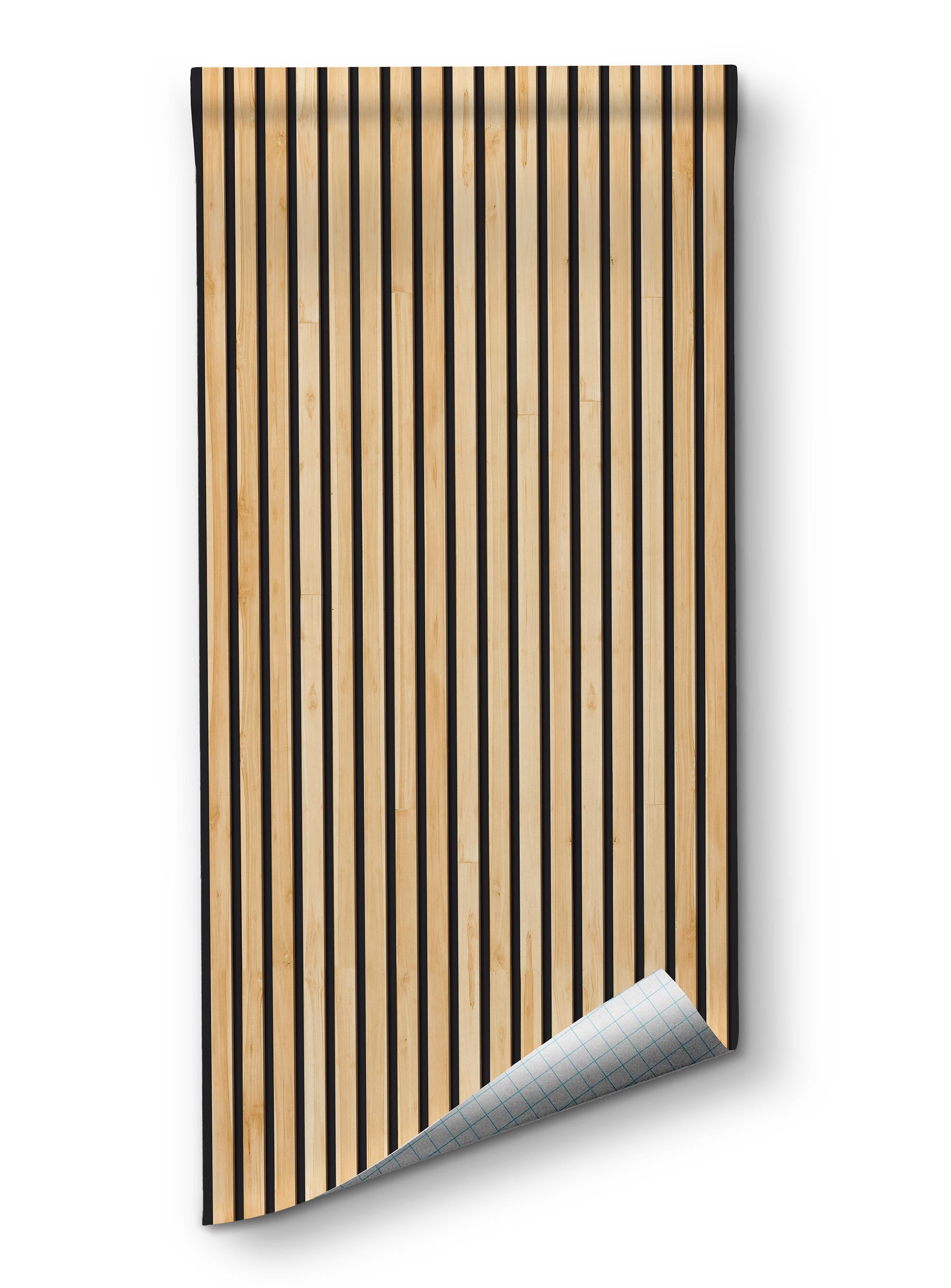 Papel pintado PVC adhesivo Imitación material Listones beige marrón negro  LHD 65cmx2.8m superlavable. Apto para cocinas o baños - 8