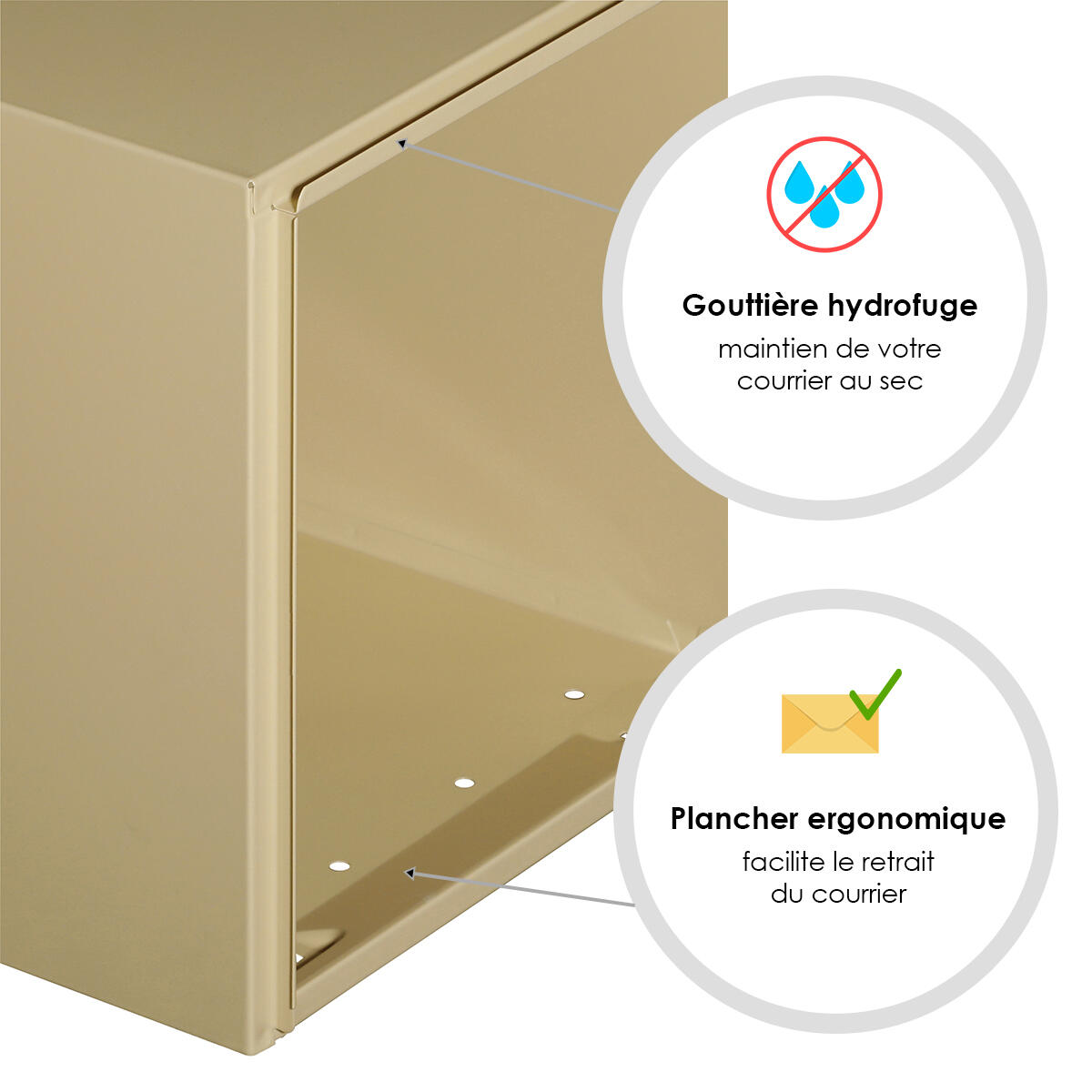 Boîte aux lettres normalisée 1 porte extérieur RENZ Interval acier beige - 6