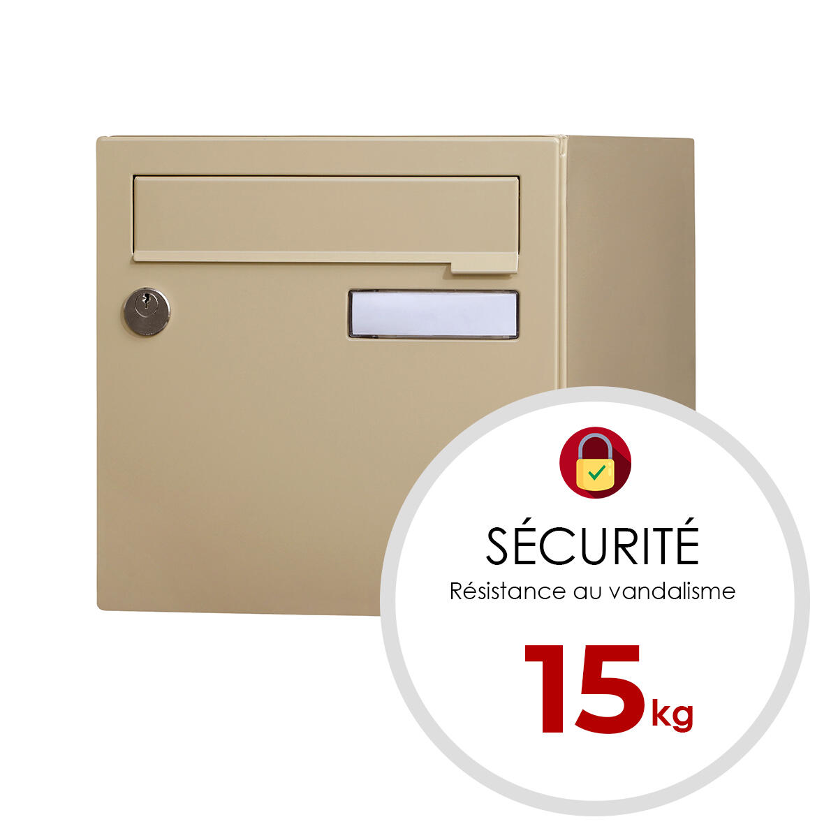 Boîte aux lettres normalisée 1 porte extérieur RENZ Interval acier beige - 5