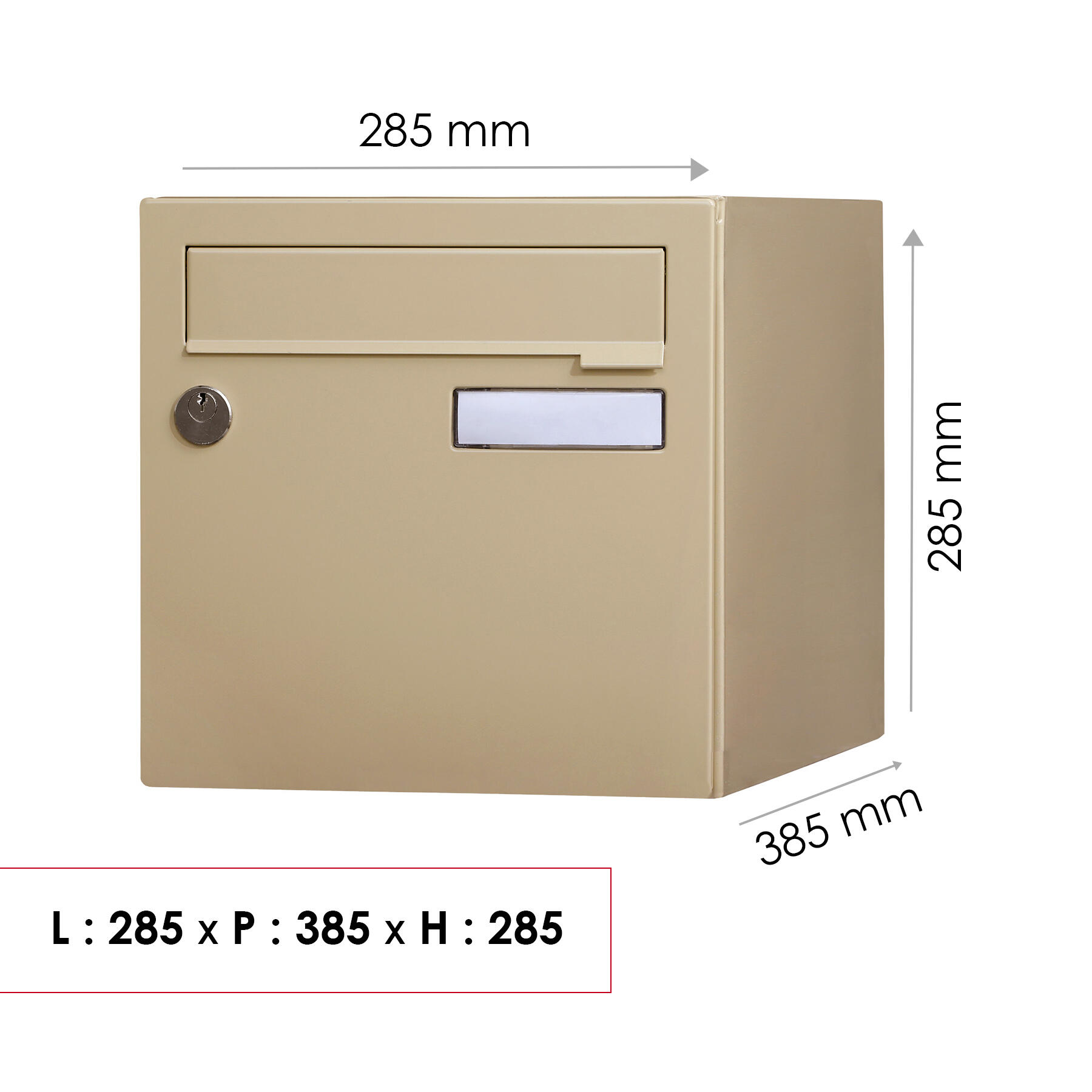 Boîte aux lettres normalisée 1 porte extérieur RENZ Interval acier beige - 3
