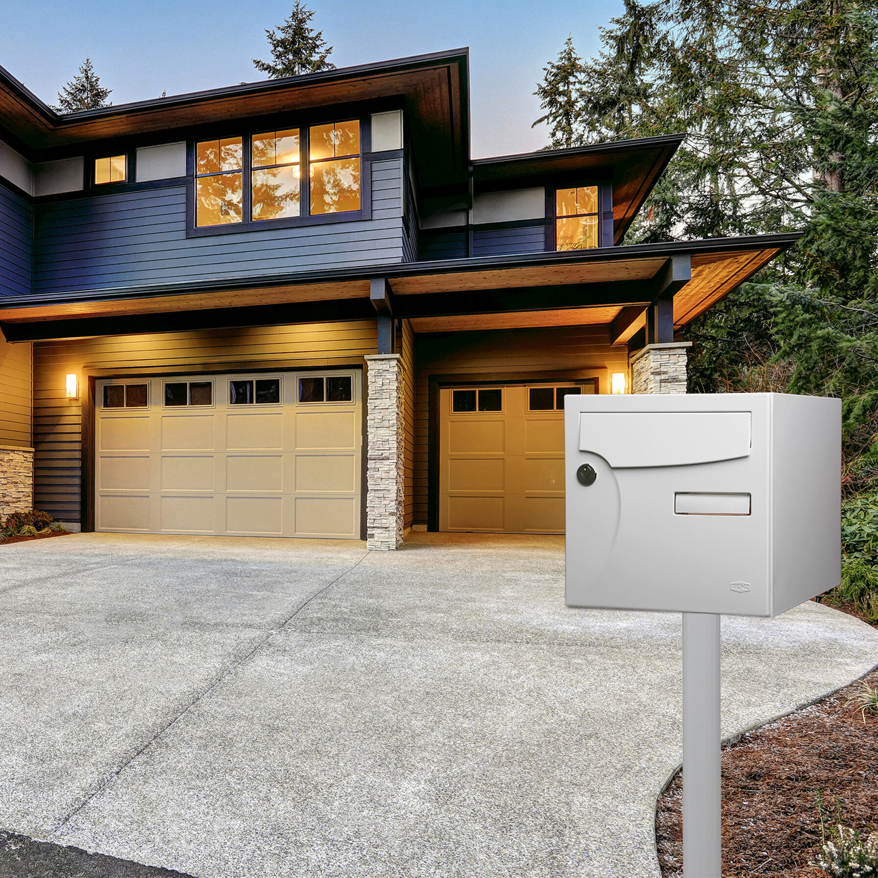 Boîte aux lettres normalisée 1 porte RENZ Animation, extérieur, acier blanc - 9