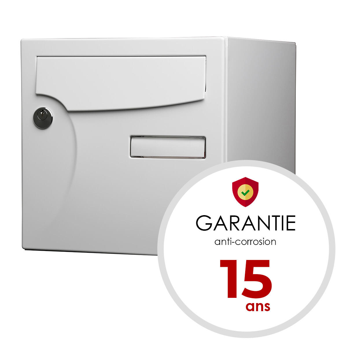 Boîte aux lettres normalisée 1 porte RENZ Animation, extérieur, acier blanc - 4