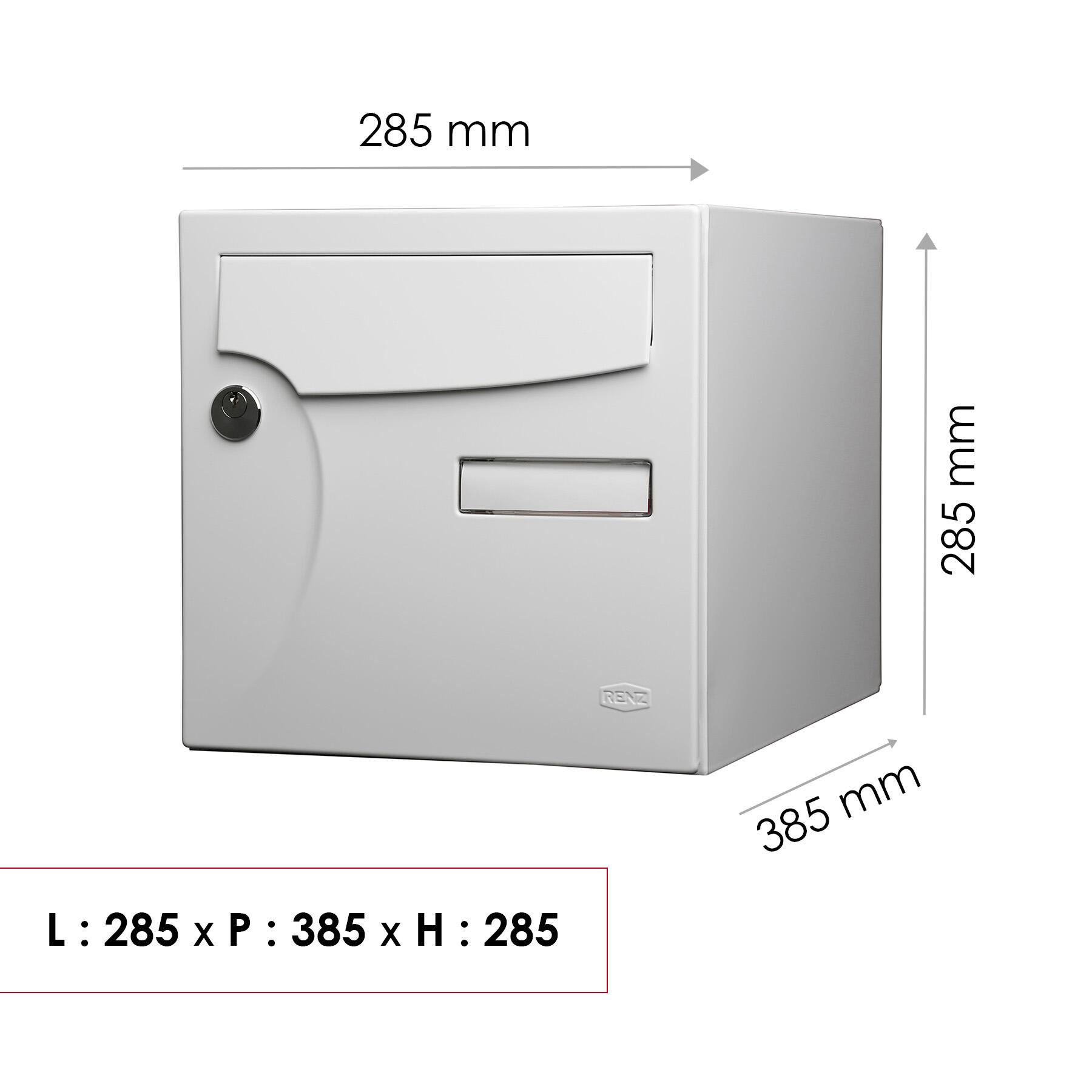 Boîte aux lettres normalisée 1 porte RENZ Animation, extérieur, acier blanc - 3
