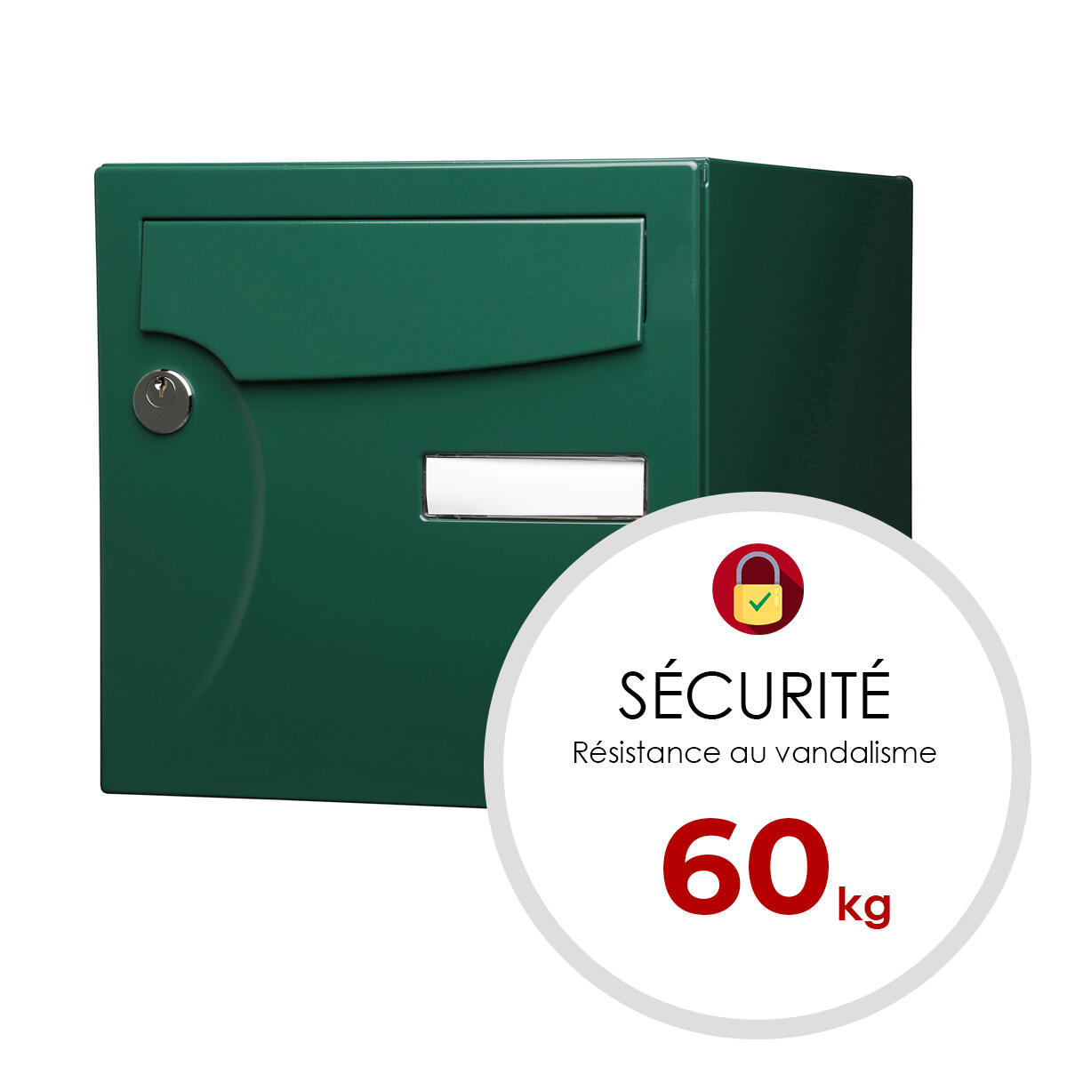 Boîte aux lettres normalisée 2 portes extérieur RENZ Animation acier vert - 4