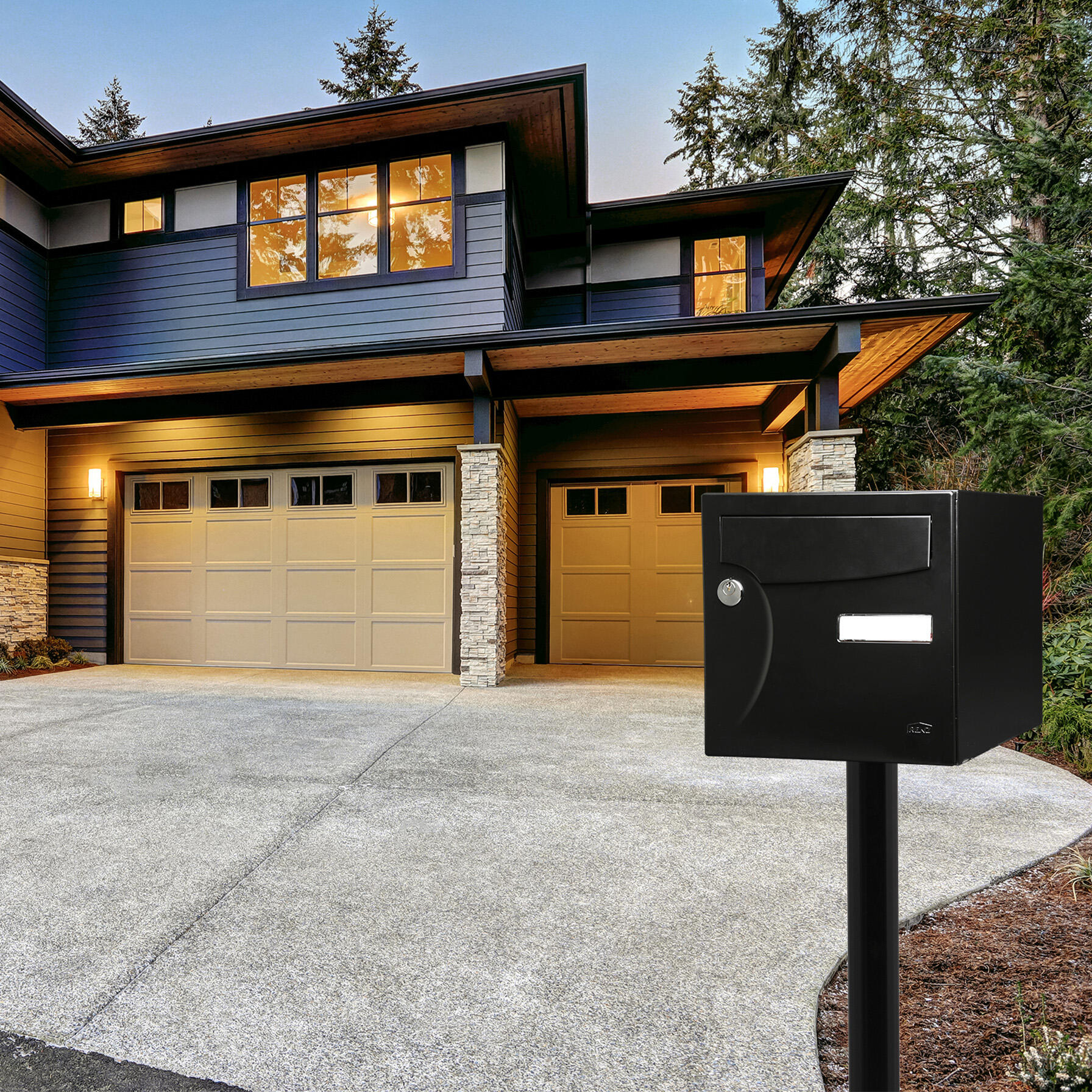 Boîte aux lettres normalisée 2 portes extérieur RENZ Animation acier noir mat - 7