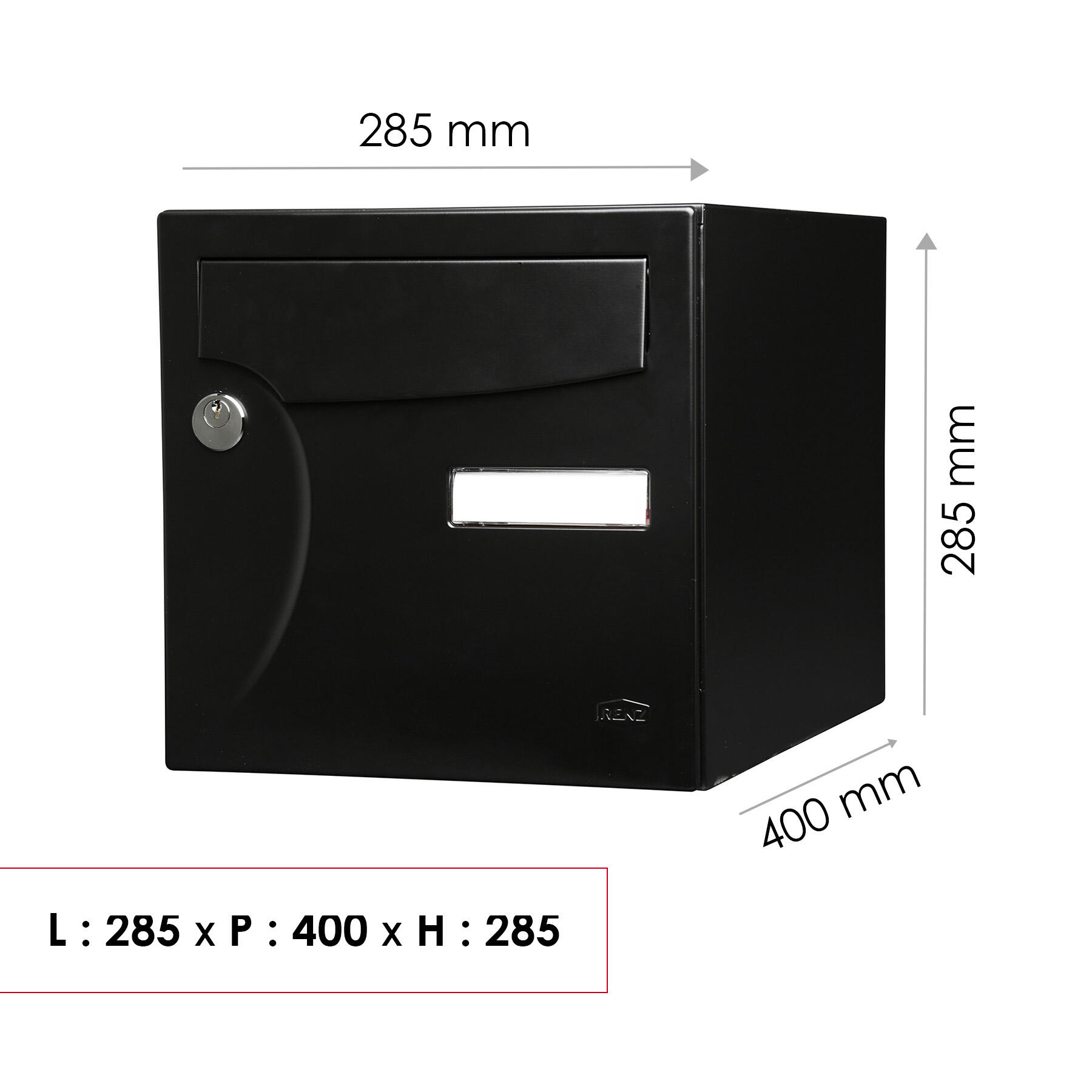 Boîte aux lettres normalisée 2 portes extérieur RENZ Animation acier noir mat - 3