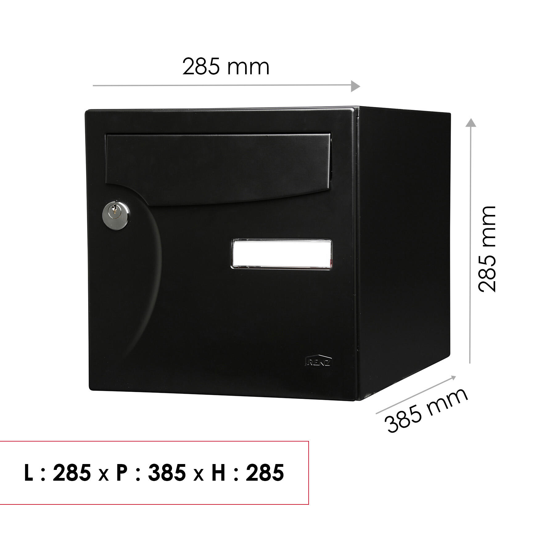 Boîte aux lettres normalisée 1 porte extérieur RENZ Animation acier noir mat - 3