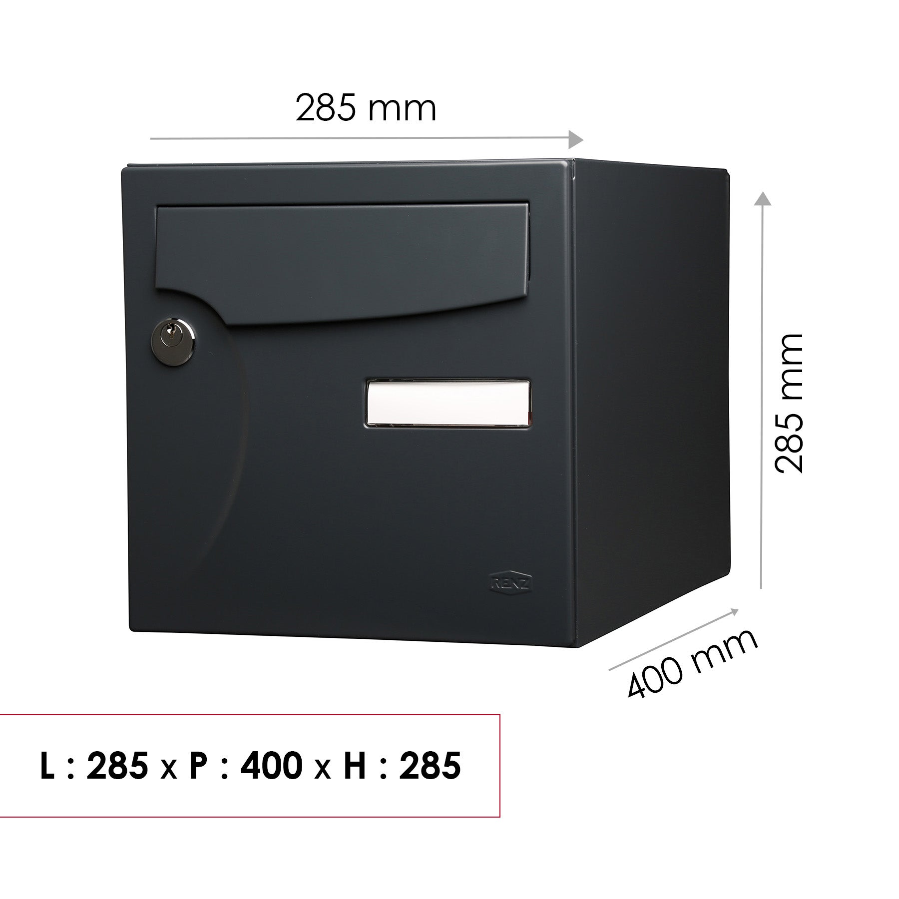Boîte aux lettres normalisée 2 portes extérieur RENZ Animation acier anthracite - 3