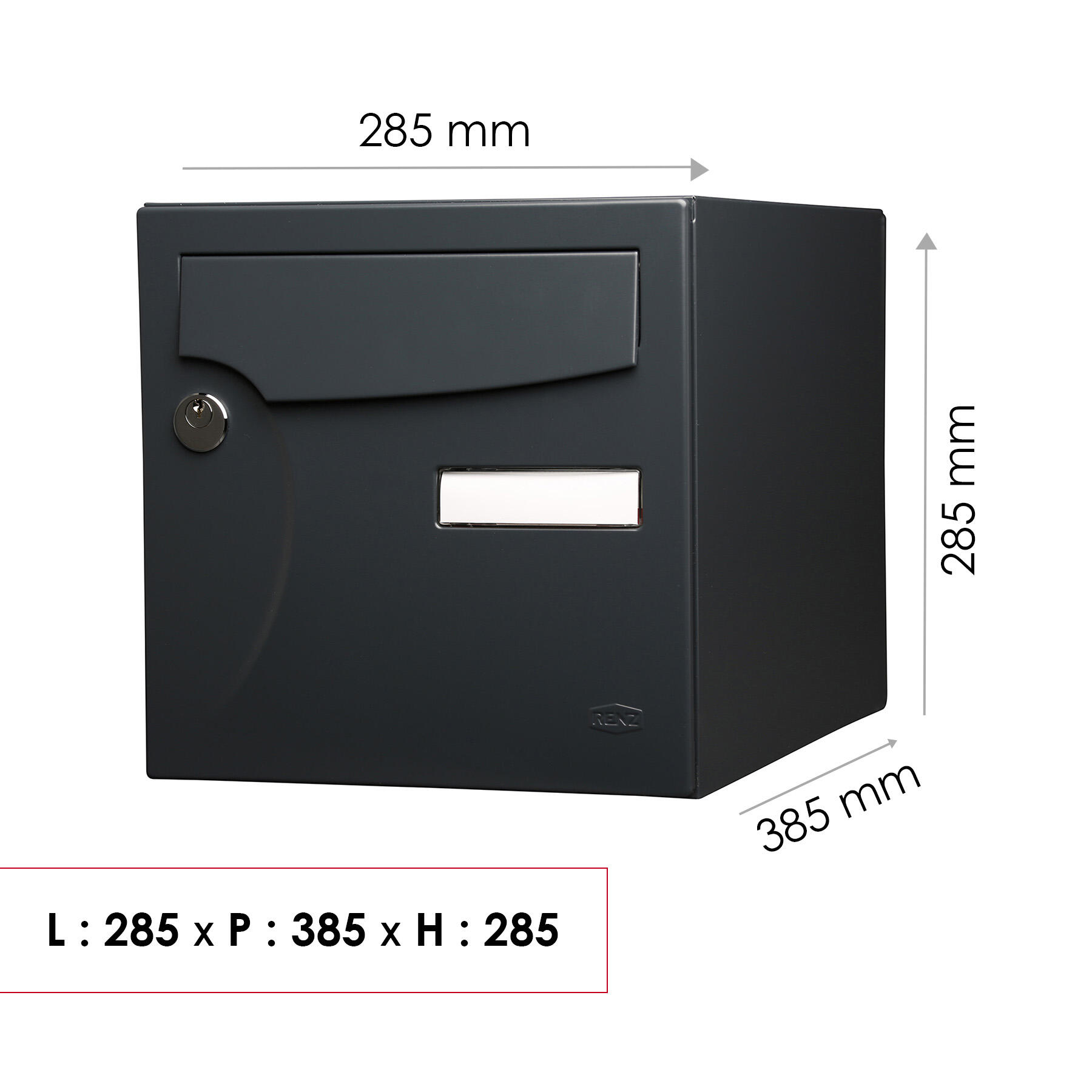 Boîte aux lettres normalisée 1 porte extérieur RENZ Animation acier anthracite - 3