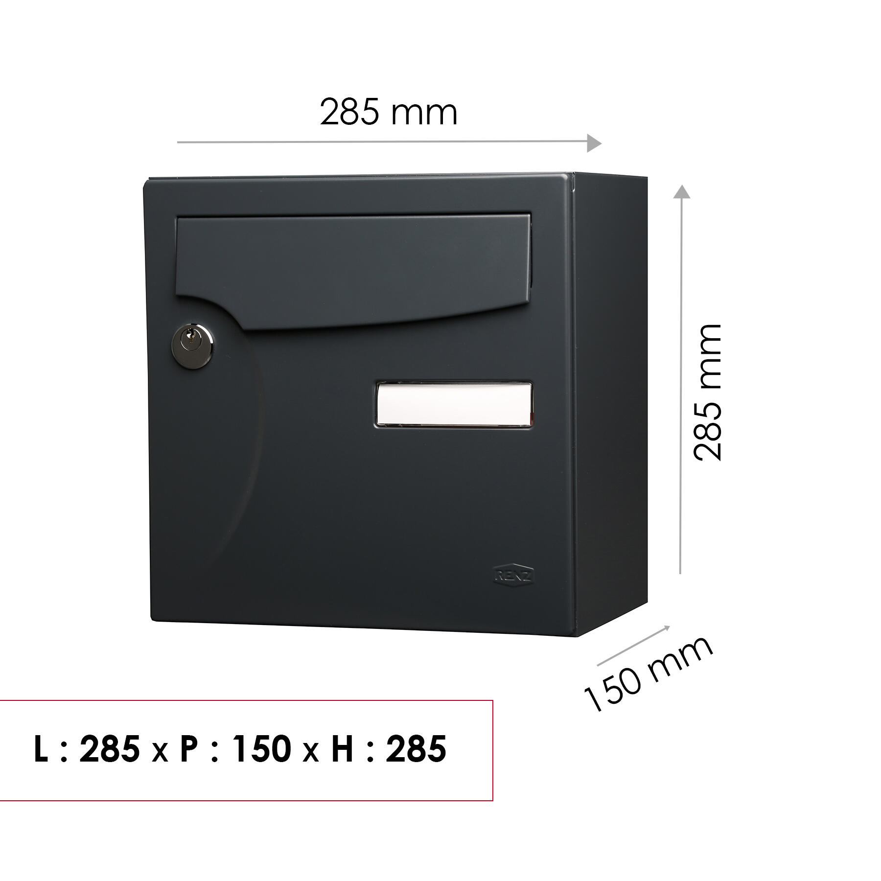 Boîte aux lettres compacte 1 porte extérieur RENZ Animation acier anthracite - 3
