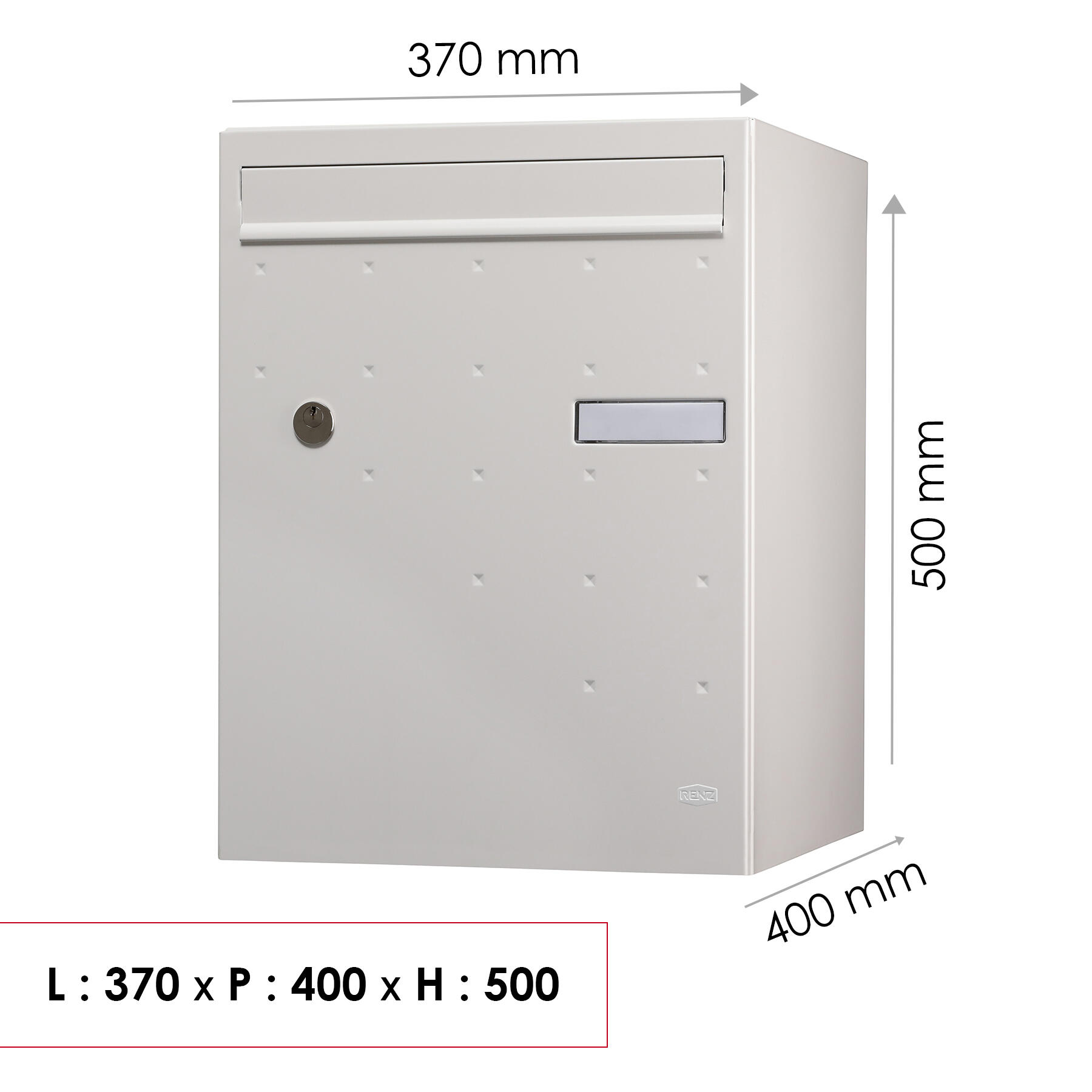 Boîte à colis normalisée 1 porte extérieur RENZ Atout acier blanc mat sablé - 3
