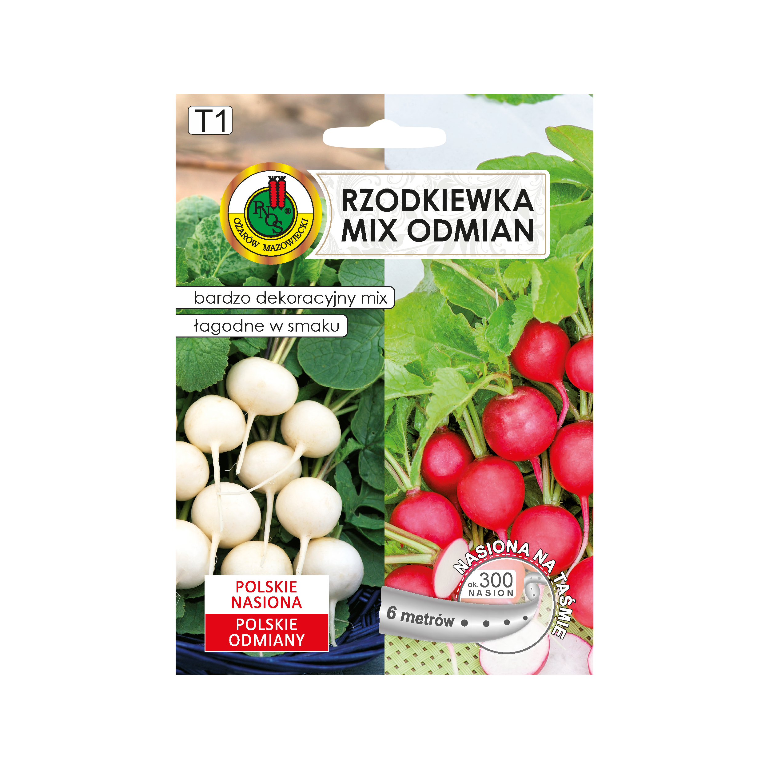 Rzodkiewka Krasa+Śnieżka nasiona na taśmie Pnos
