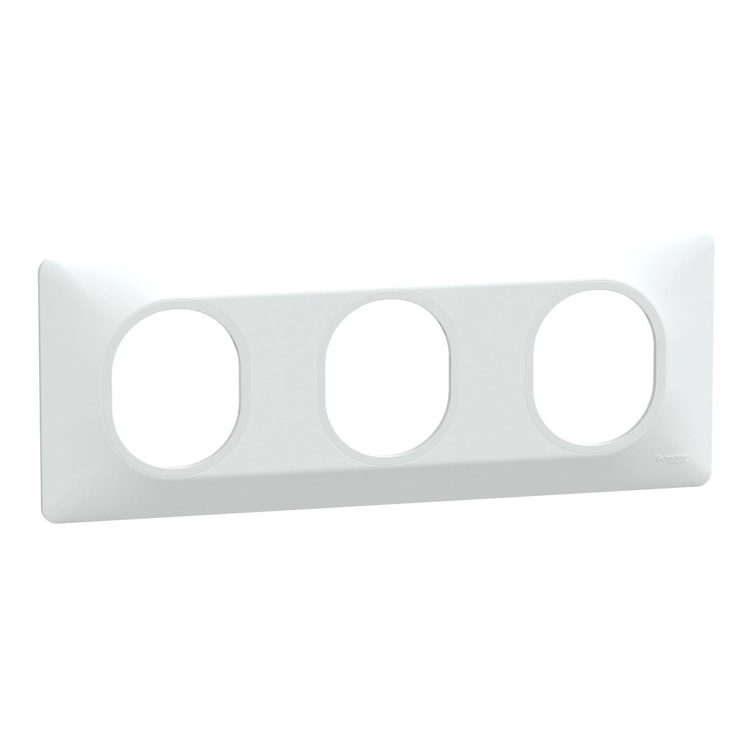Plaque triple horizontale Ovalis, SCHNEIDER ELECTRIC, blanc - 9
