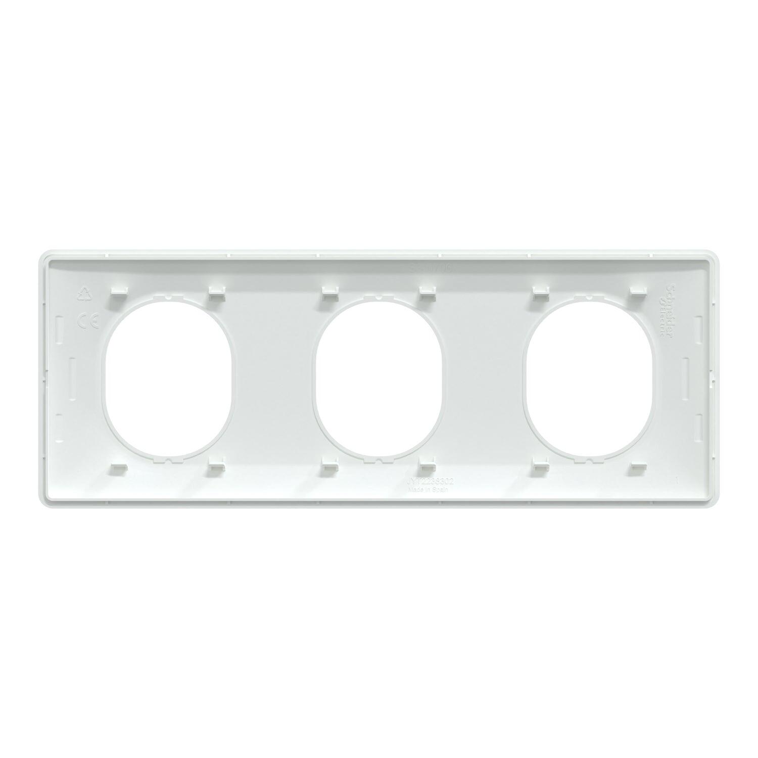 Plaque triple horizontale Ovalis, SCHNEIDER ELECTRIC, blanc - 2