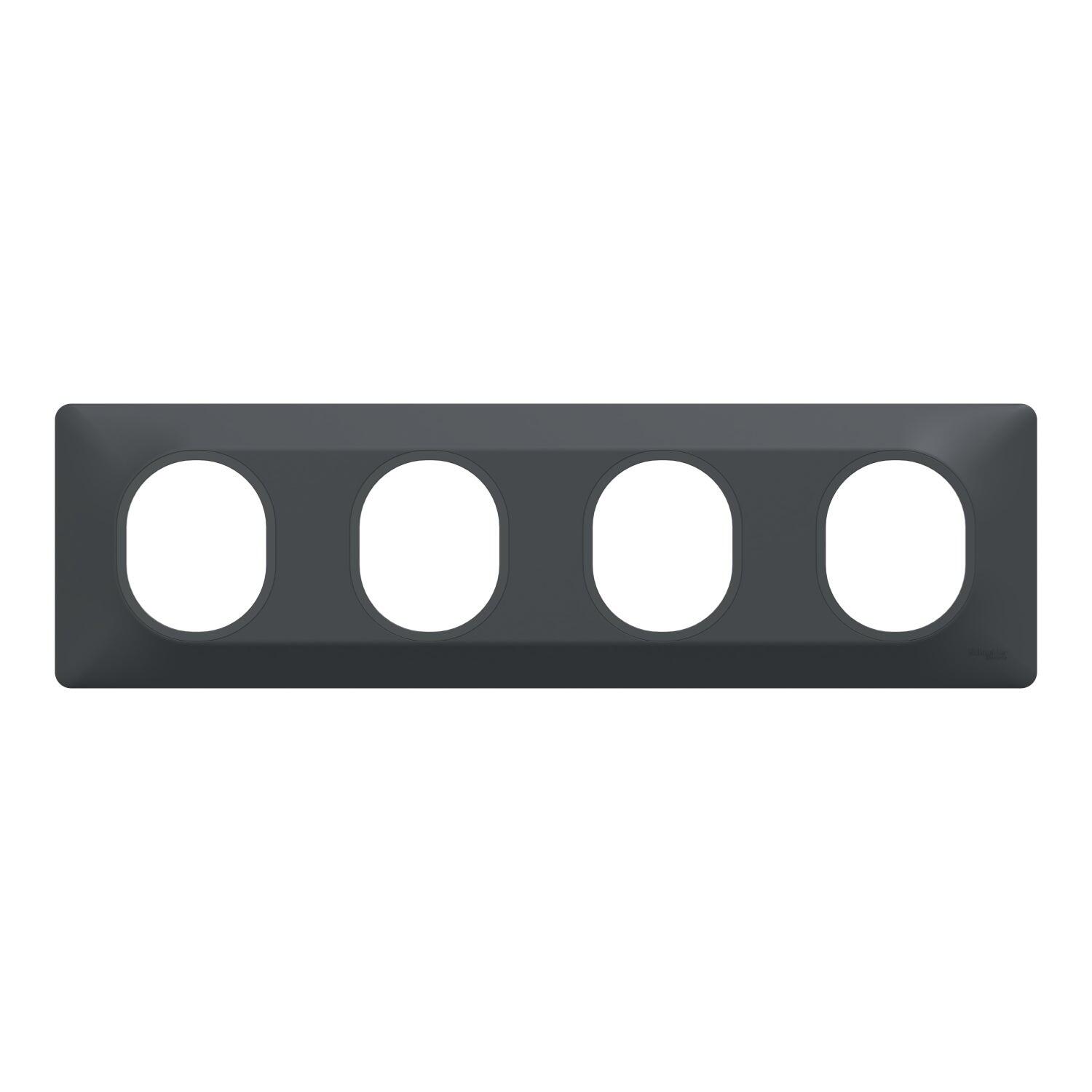 Plaque Quadruple Horizontale Legrand Mosaic - Noir Mat Anthracite, Pour Installation électrique