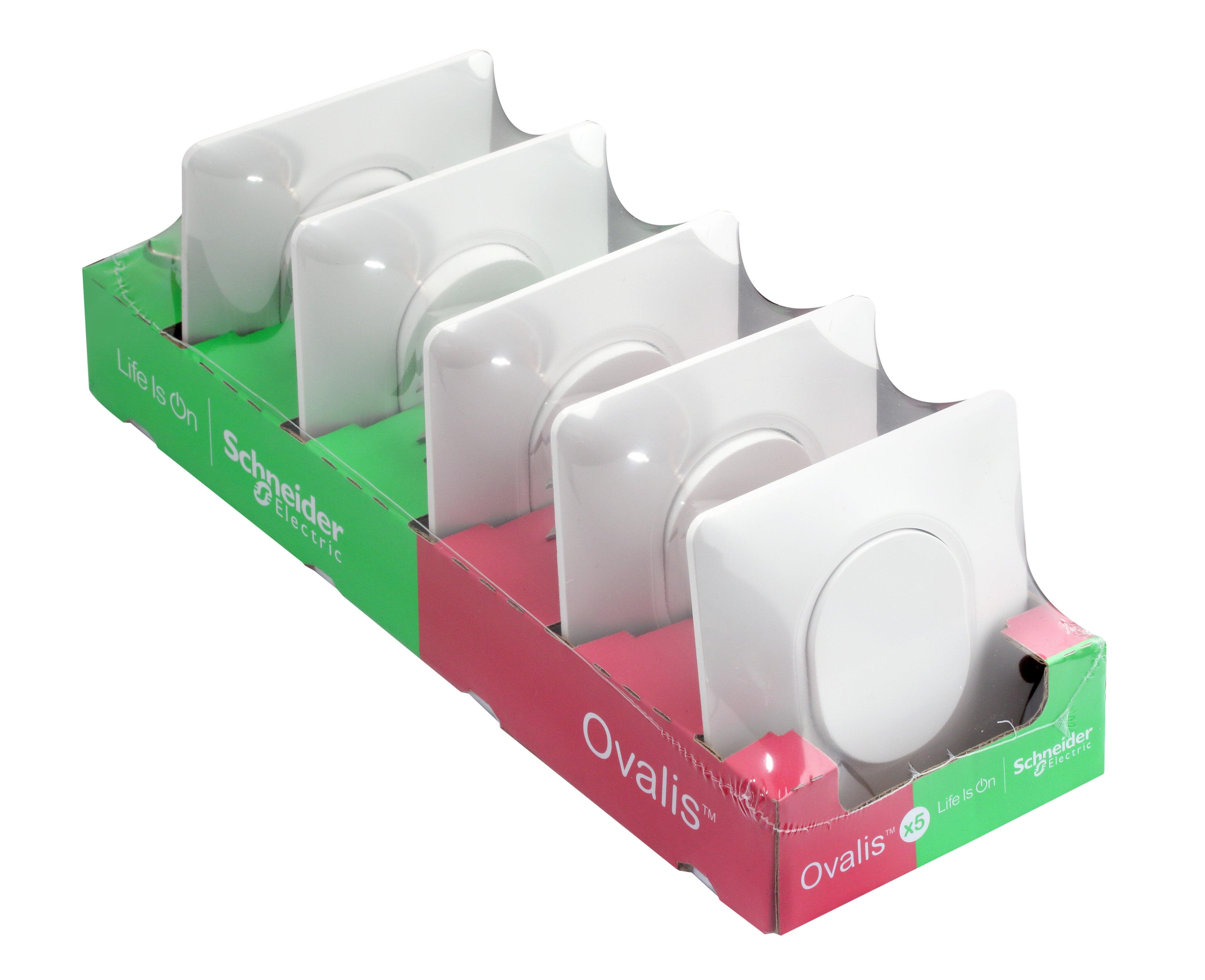 Lot de 5 interrupteurs va-et-vient complet Ovalis, SCHNEIDER ELECTRIC, blanc - 5