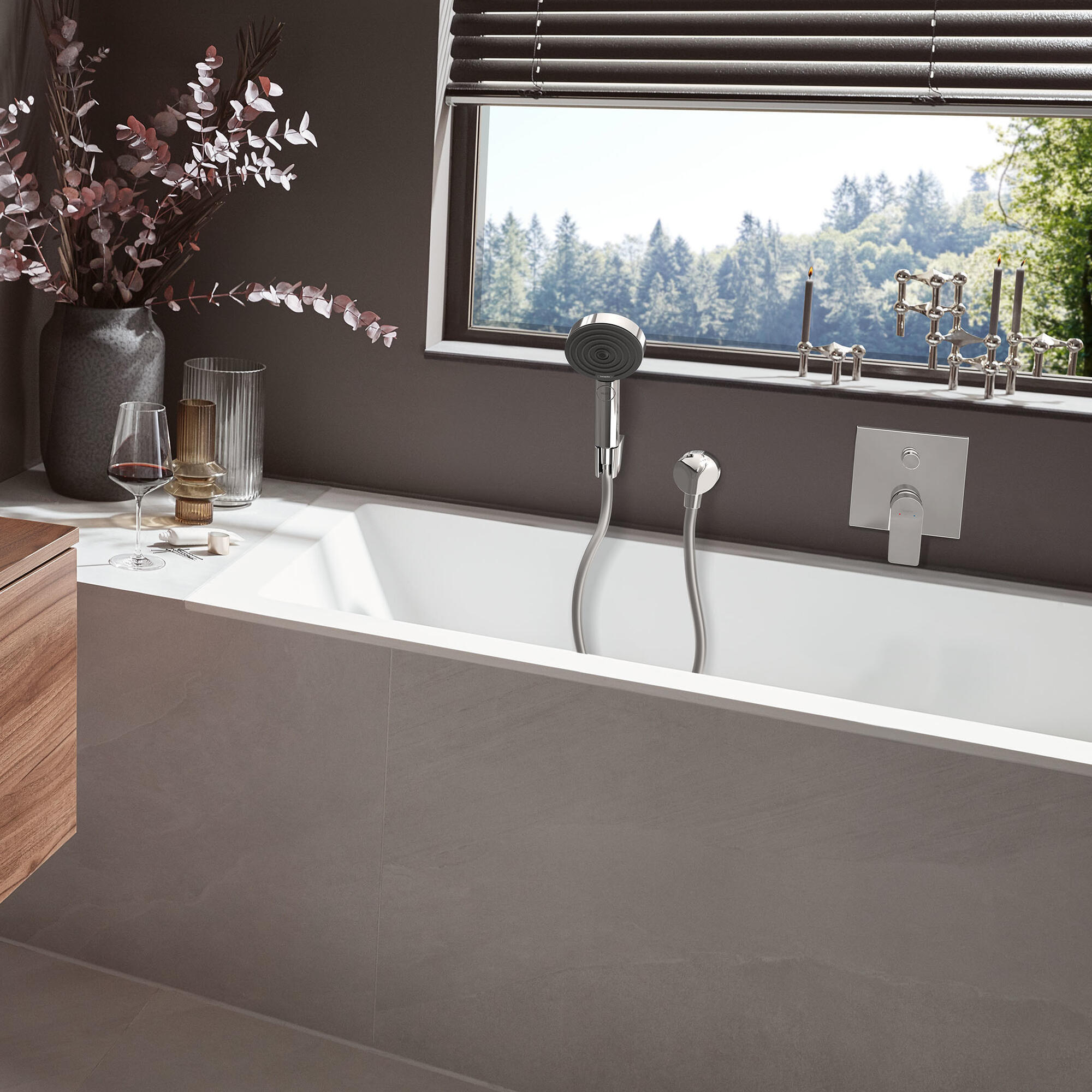 Trio (pommeau, flexible et support de douche) 3 jet(s) HANSGROHE Pulsify chromé - 3