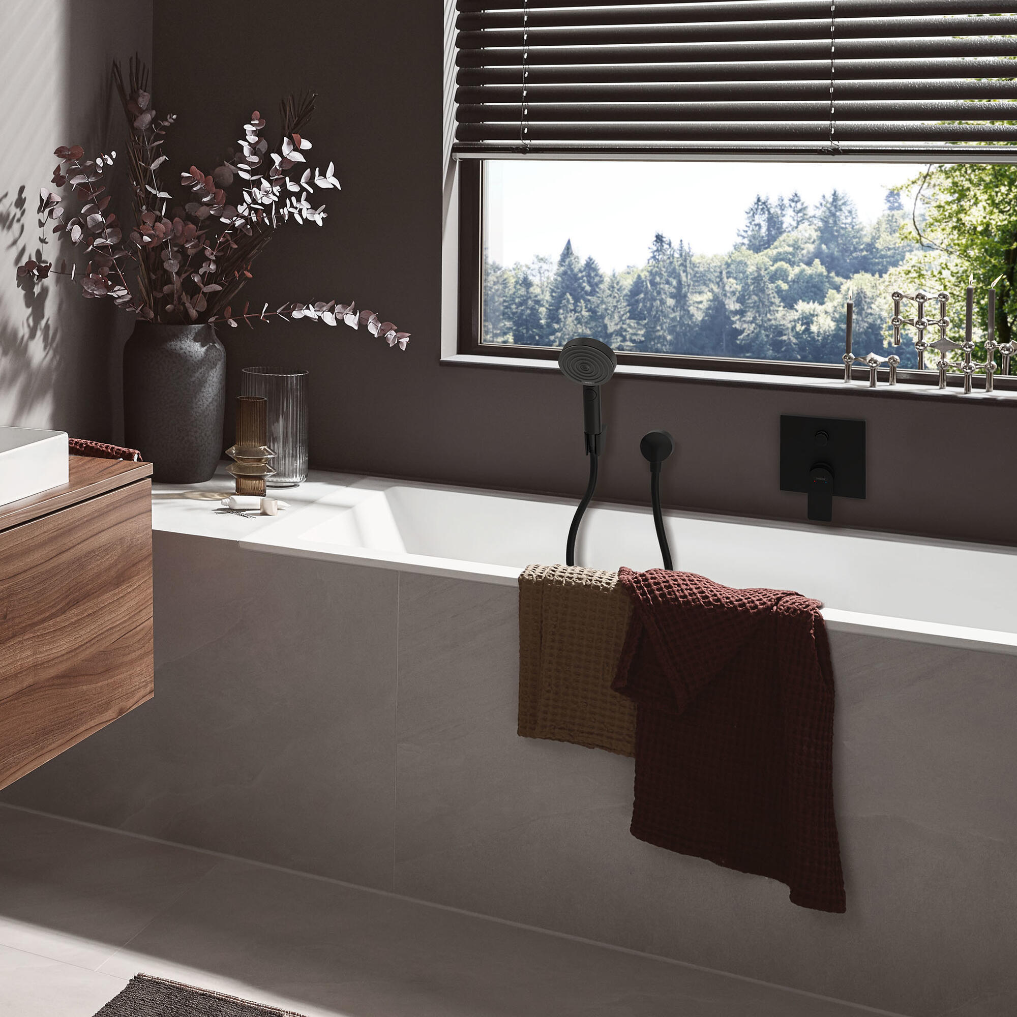 Trio (pommeau, flexible et support de douche) 3 jet(s) HANSGROHE Pulsify noir - 2