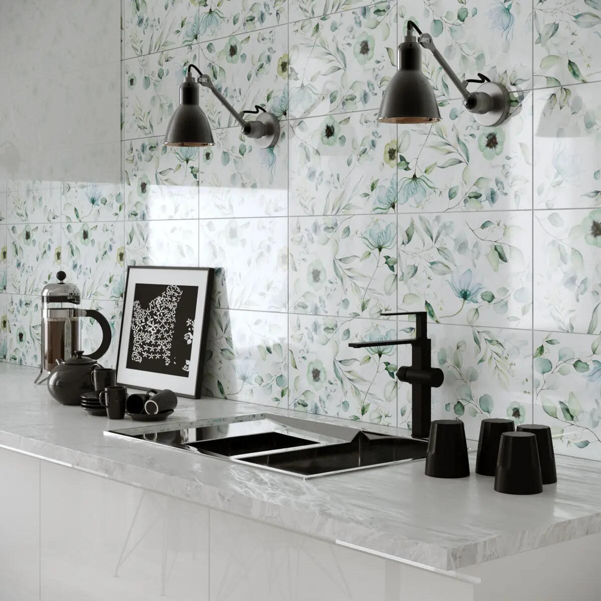 Piastrella da rivestimento interno 25 x 40 cm Sp. 7 mm Royal decoro artistick in gres naturale multicolore lucido 1.7 mq - 2