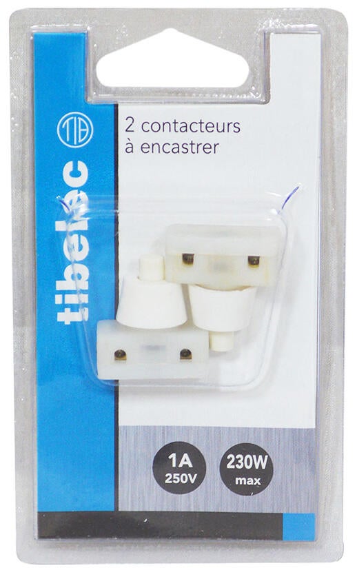 Lots de 2 interrupteurs à encastrer TIBELEC, plastique, blanc - 2