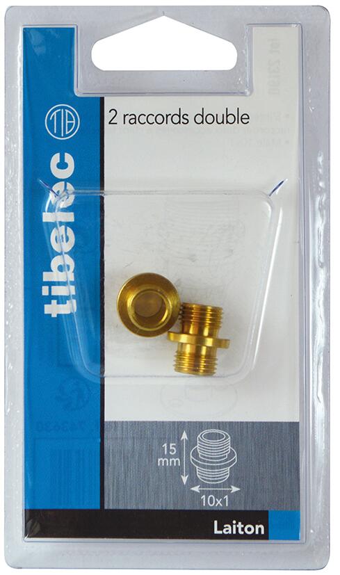 Lot de 2 raccords TIBELEC, laiton, or - 2
