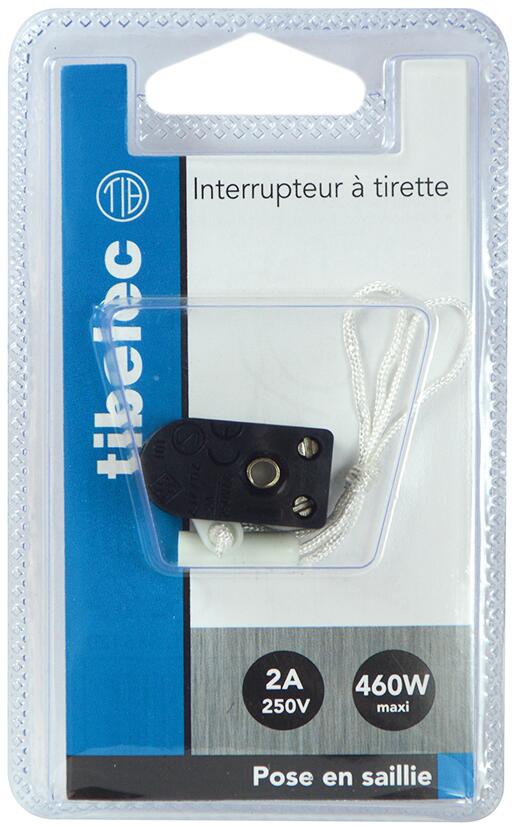 Interrupteur à tirage TIBELEC, plastique, blanc 460 W - 2