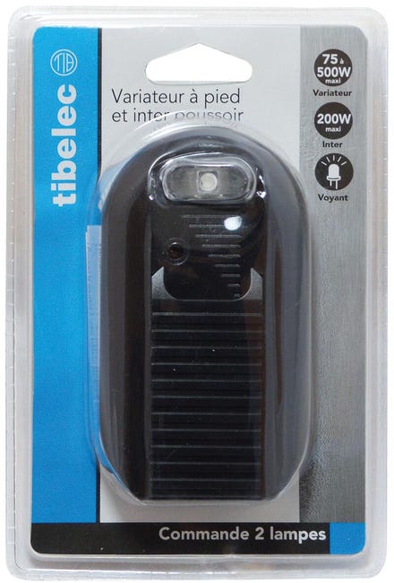 Variateur à Pied Avec Interrupteur Tibelec 571820 - Noir, Pour Lampes Incandescentes Et Halogènes