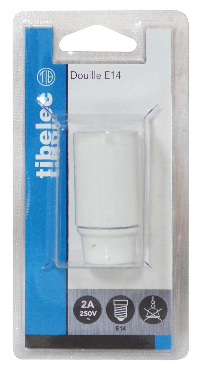 Douille lisse E14 TIBELEC, plastique, blanc 40 W - 2