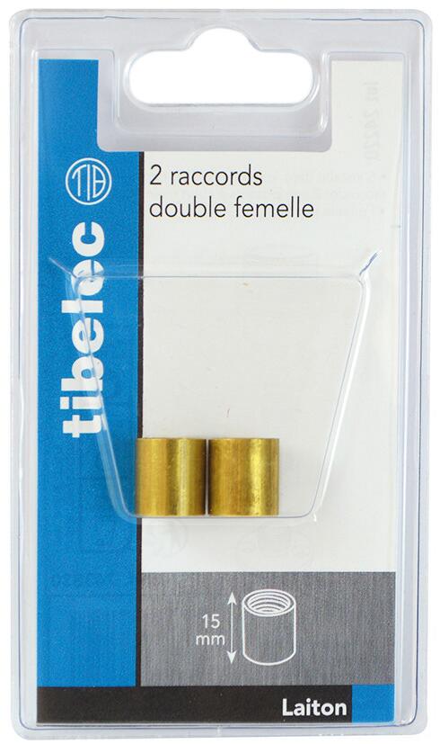 Lot de 2 raccords doubles, femelle TIBELEC, laiton - 2