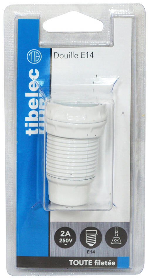 Douille toute filetée E14 TIBELEC, plastique, blanc 40 W - 3