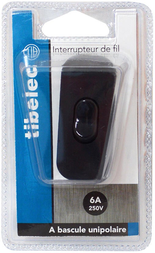 Interrupteur unipolaire TIBELEC, plastique, noir - 2