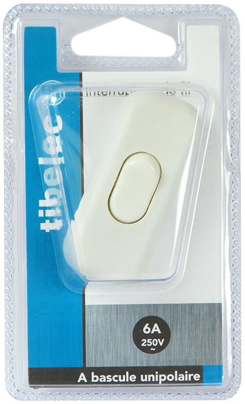 Interrupteur unipolaire TIBELEC, plastique, blanc - 3