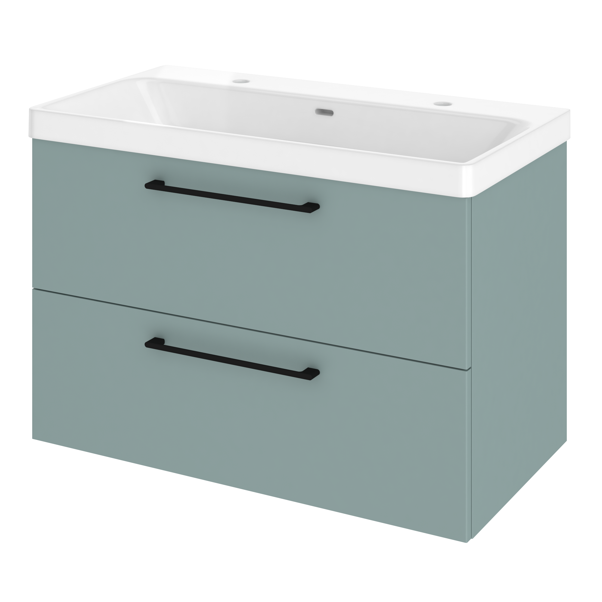 Szafka łazienkowa 2 szuflady + umywalka zestaw 91x49.5 cm Remix celadon mat Sensea