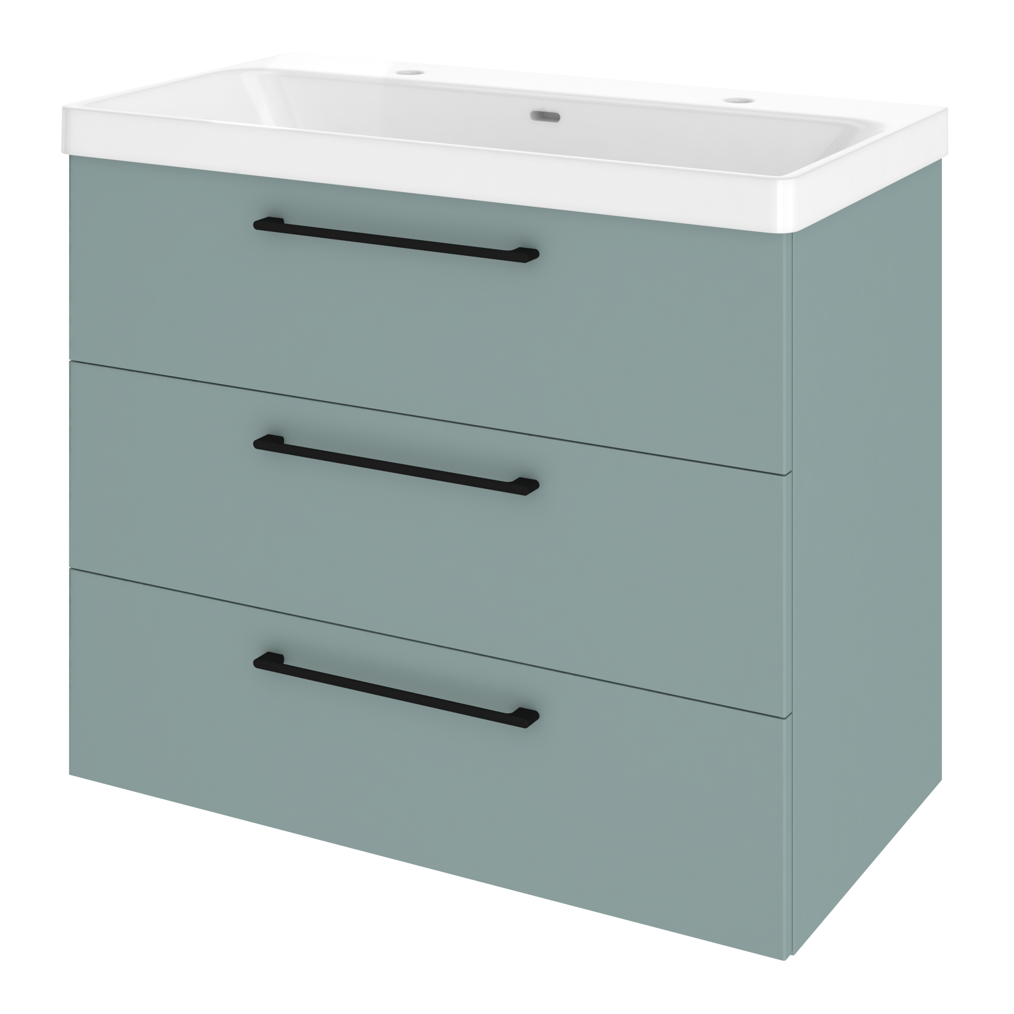 Szafka łazienkowa 3 szuflady + umywalka zestaw 91x49.5 cm Remix celadon mat Sensea