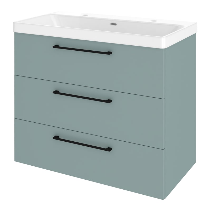 Szafka łazienkowa 3 szuflady + umywalka zestaw 91x49.5 cm Remix celadon mat Sensea