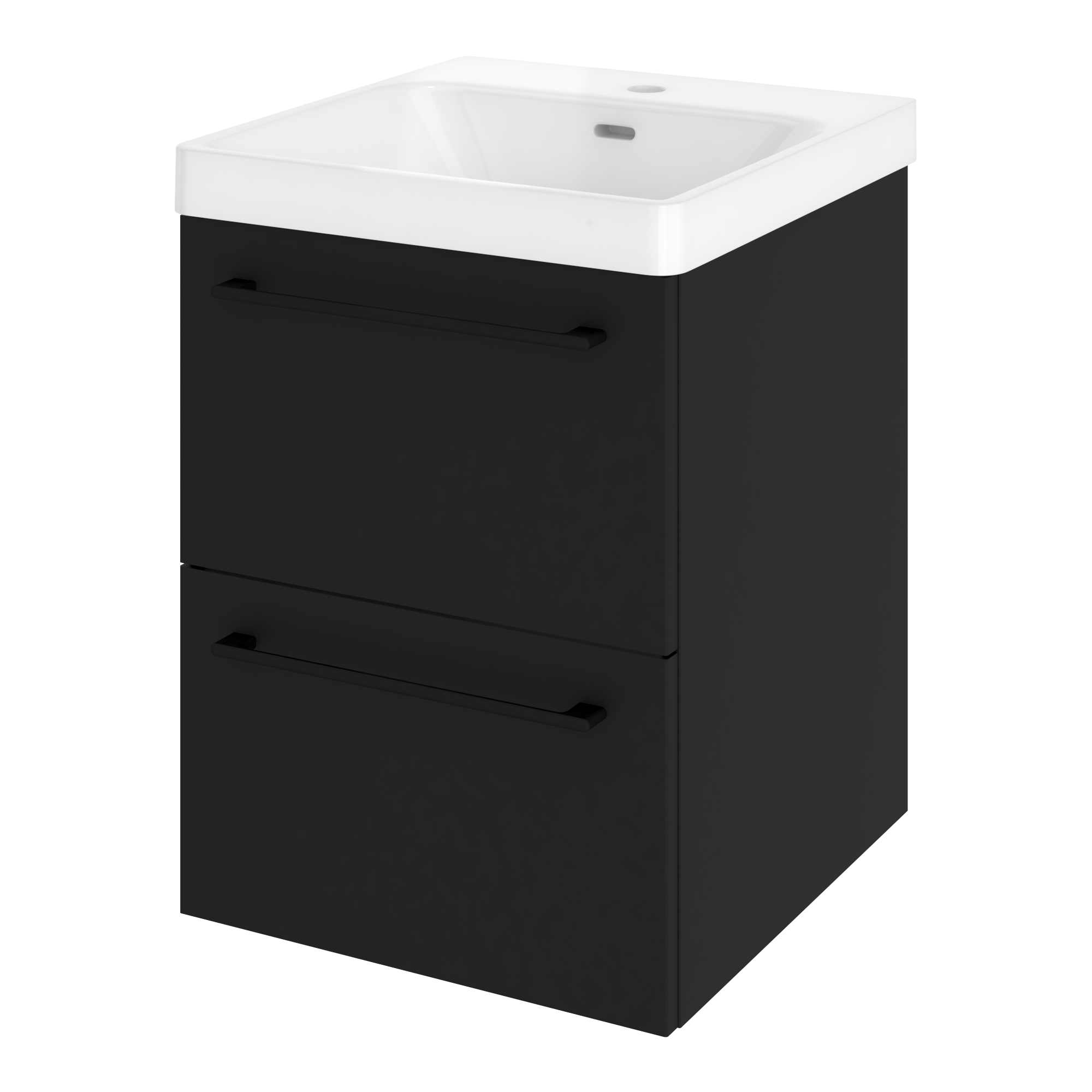 Szafka łazienkowa 2 szuflady + umywalka zestaw 46x36.7 cm Remix czarna Sensea