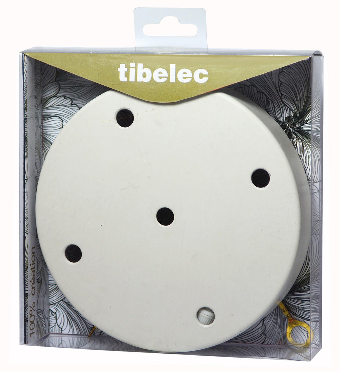 Rosace 5 câbles, d.15cm, TIBELEC blanc - 3