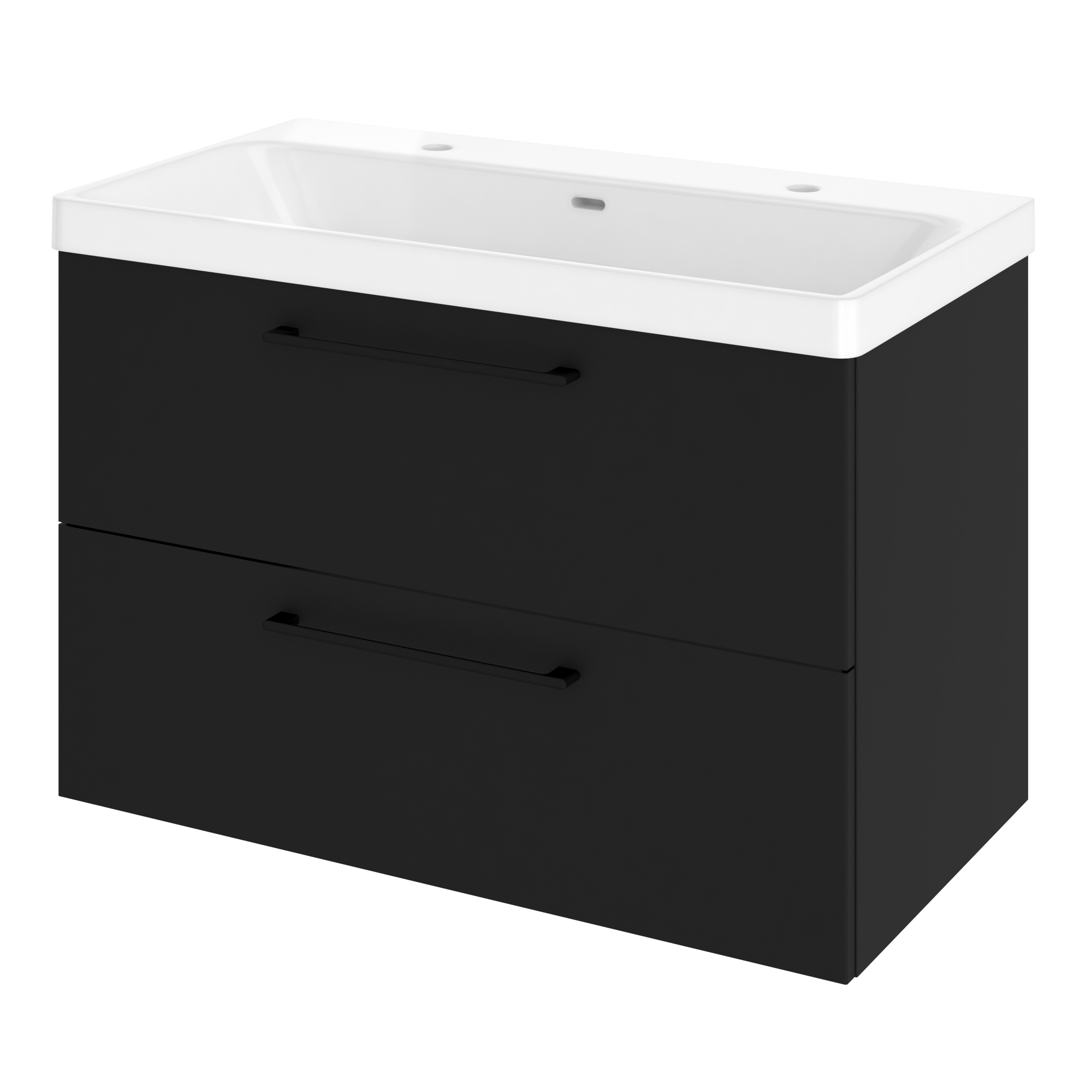Szafka łazienkowa 2 szuflady + umywalka zestaw 91x49.5 cm Remix czarna Sensea