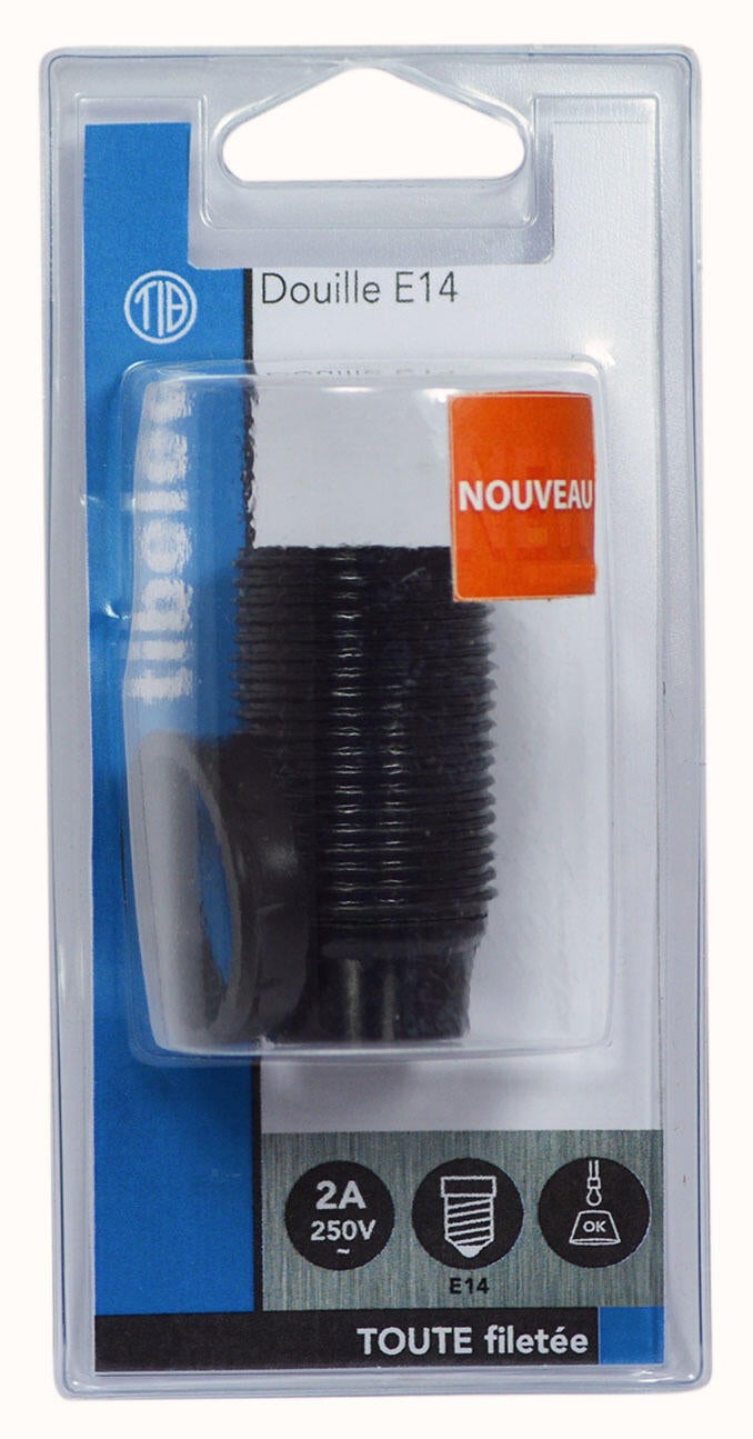 Douille à vis E14 plastique, noir - 2