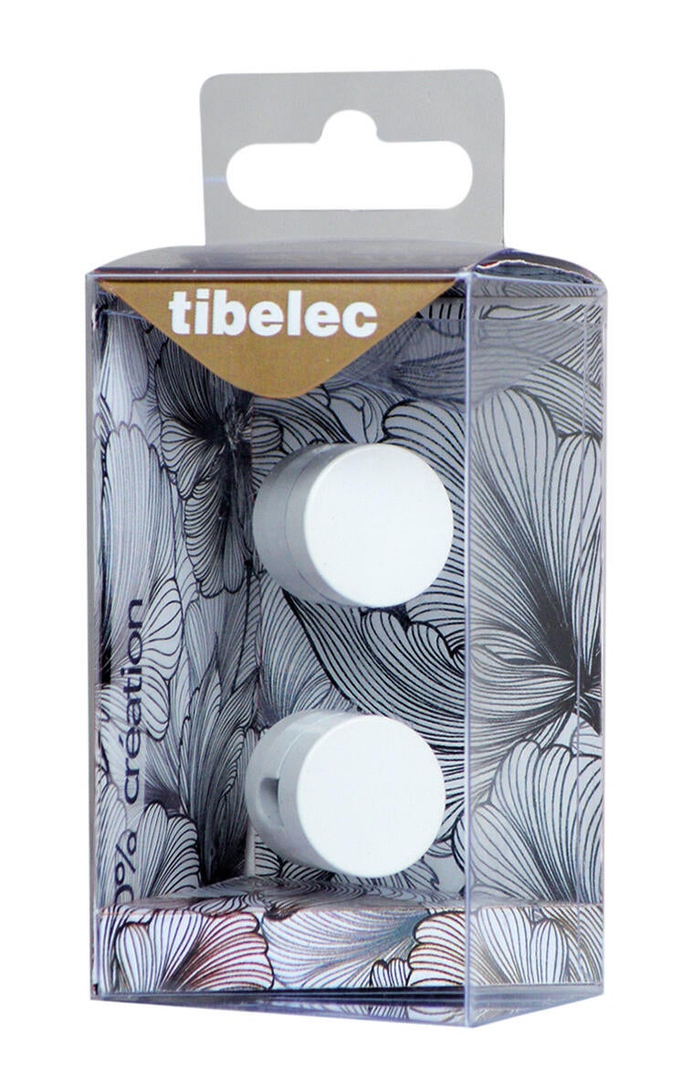 Lot de 2 passe-câbles 734010, TIBELEC blanc, 20 mm - 2