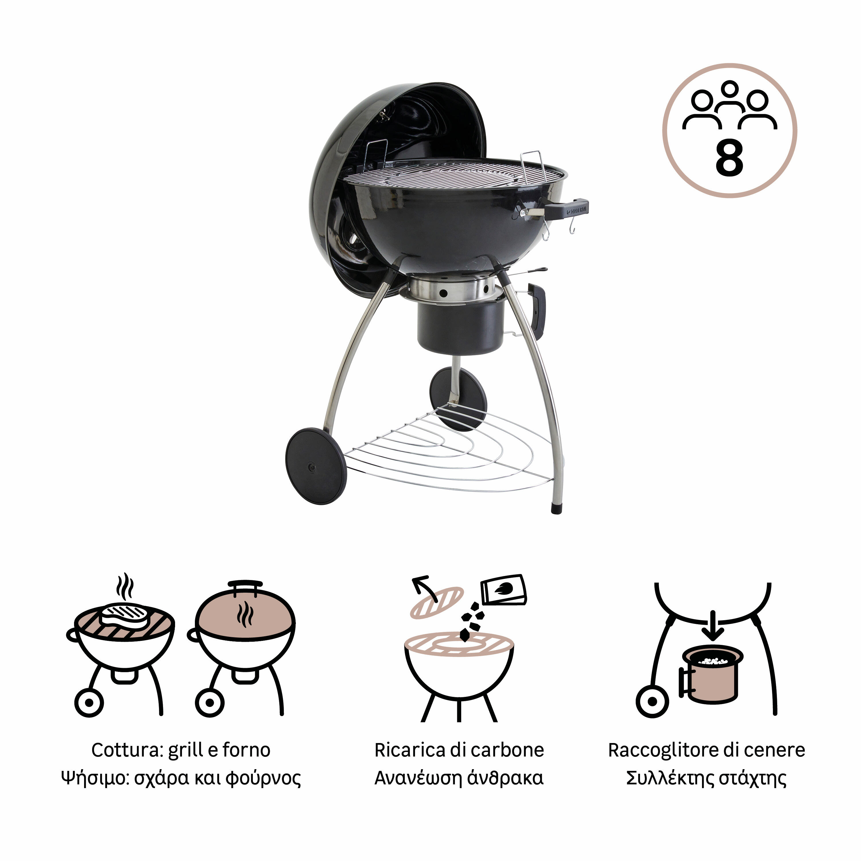 Barbecue a carbonella Phoenix Beta II nero NATERIAL ø 57 cm - 44