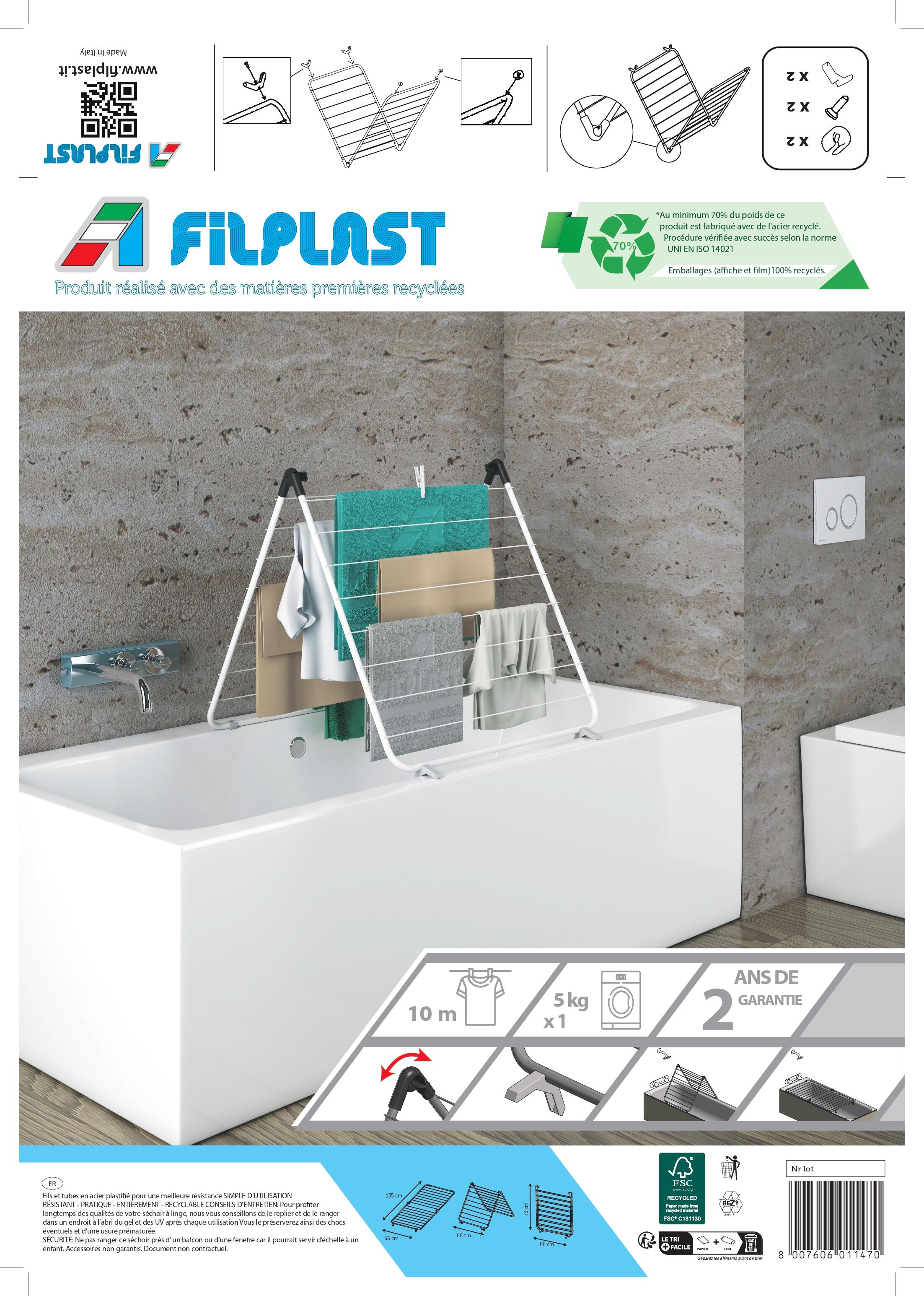 Séchoir pour baignoire blanc filplast - 2