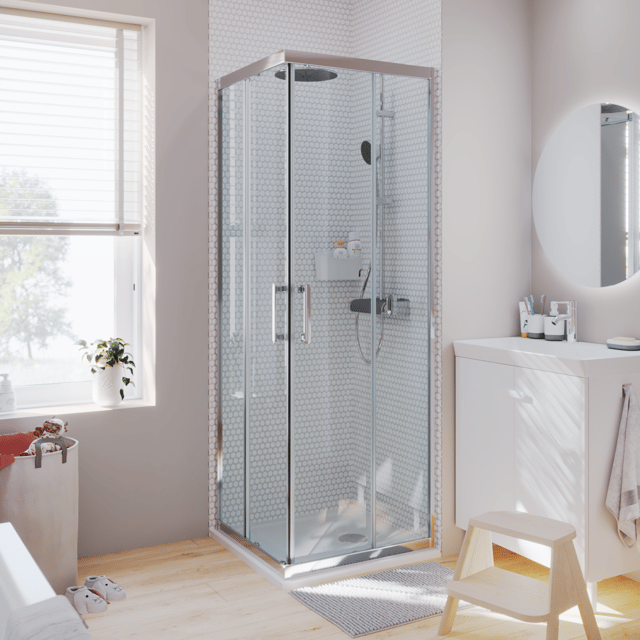 Cabine de duche 80x80x190 cm transparente cromado Sensea Easy