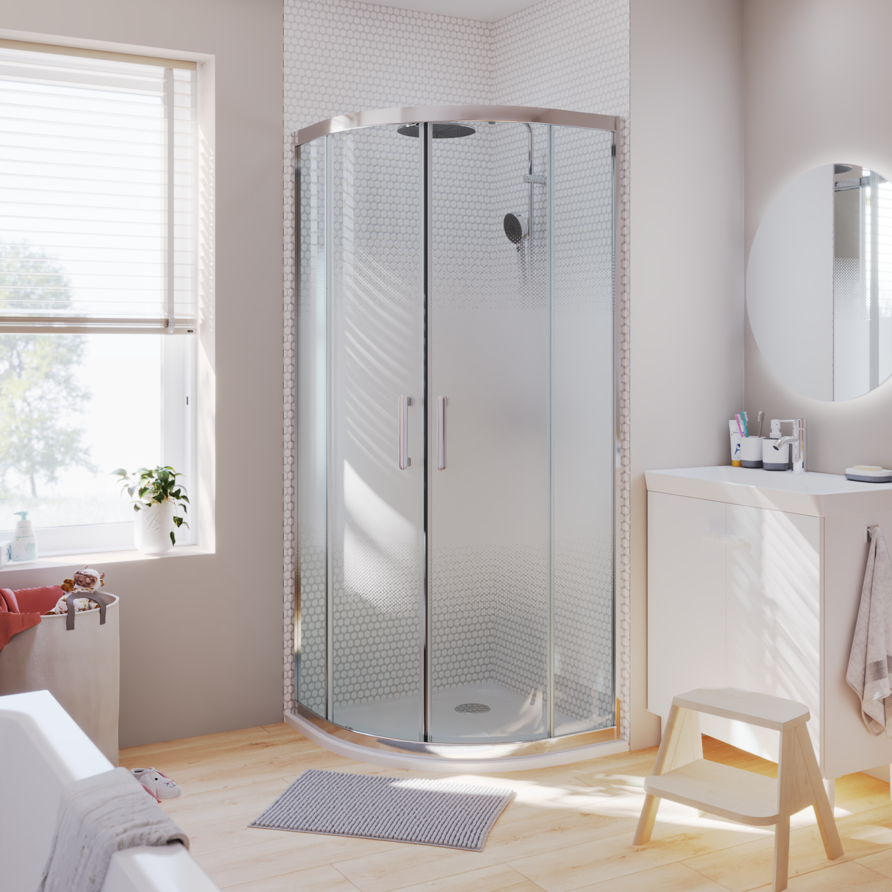 Mampara de ducha corredera serigrafiada easy perfil cromo (77.5-79)x(77.5-79)x190 cm 6 mm