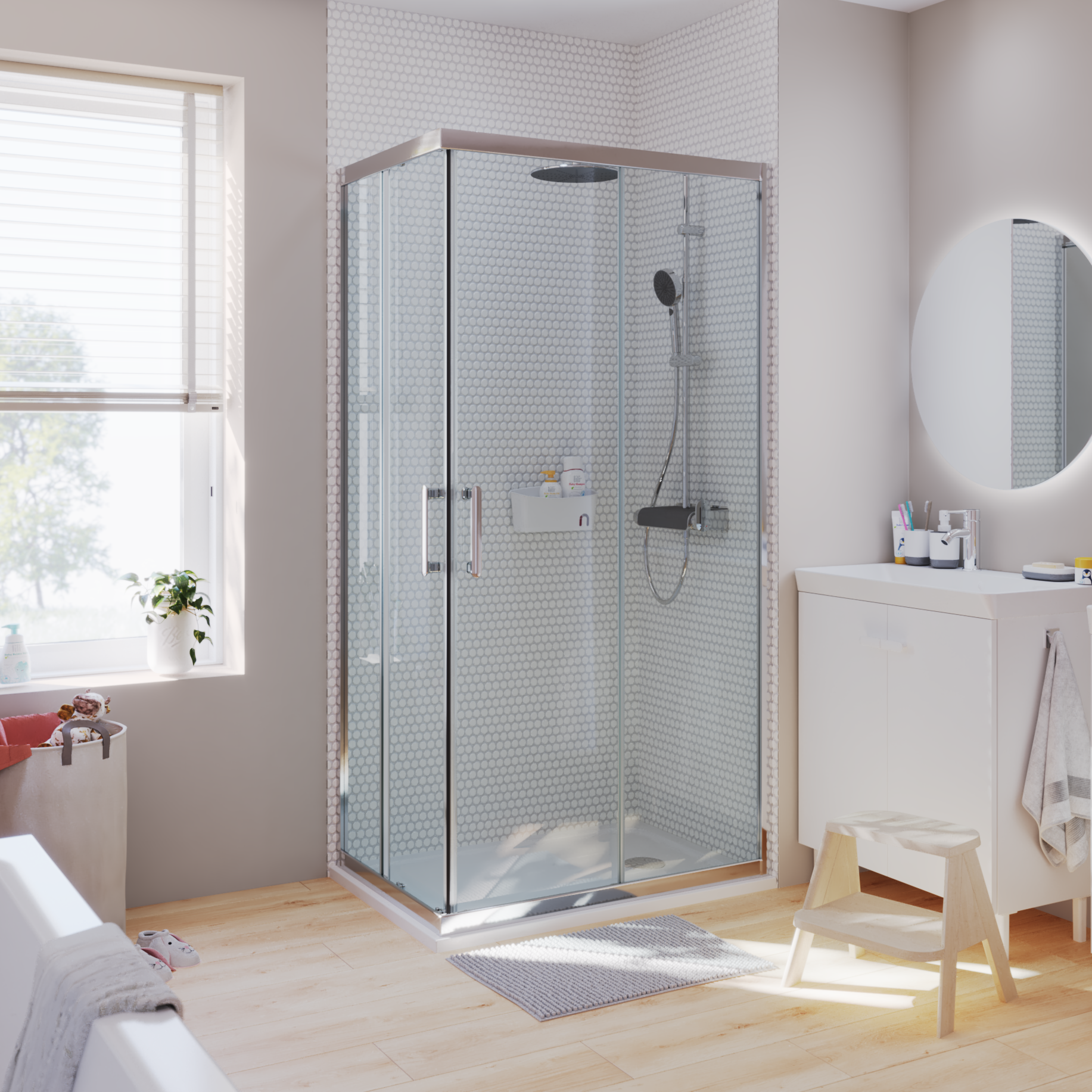 Mampara de ducha corredera easy perfil cromo (78.5-81.5)x(118.5-121.5)x190 cm 6 mm