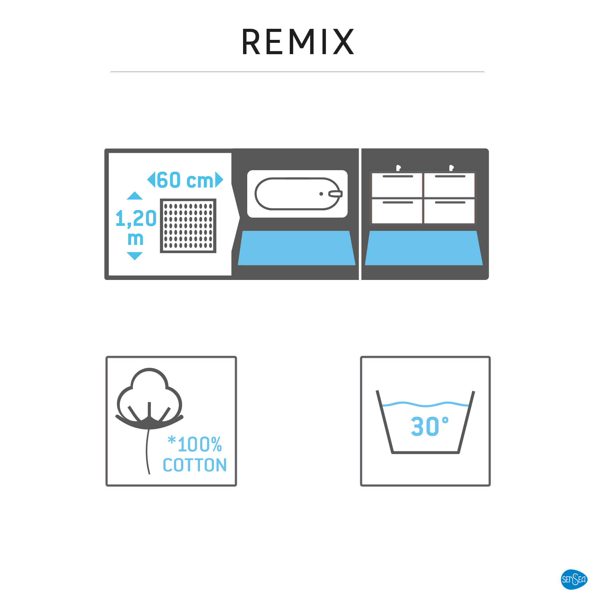 Tapis de bain l.60 x L.120 cm white 0 Remix SENSEA - 5