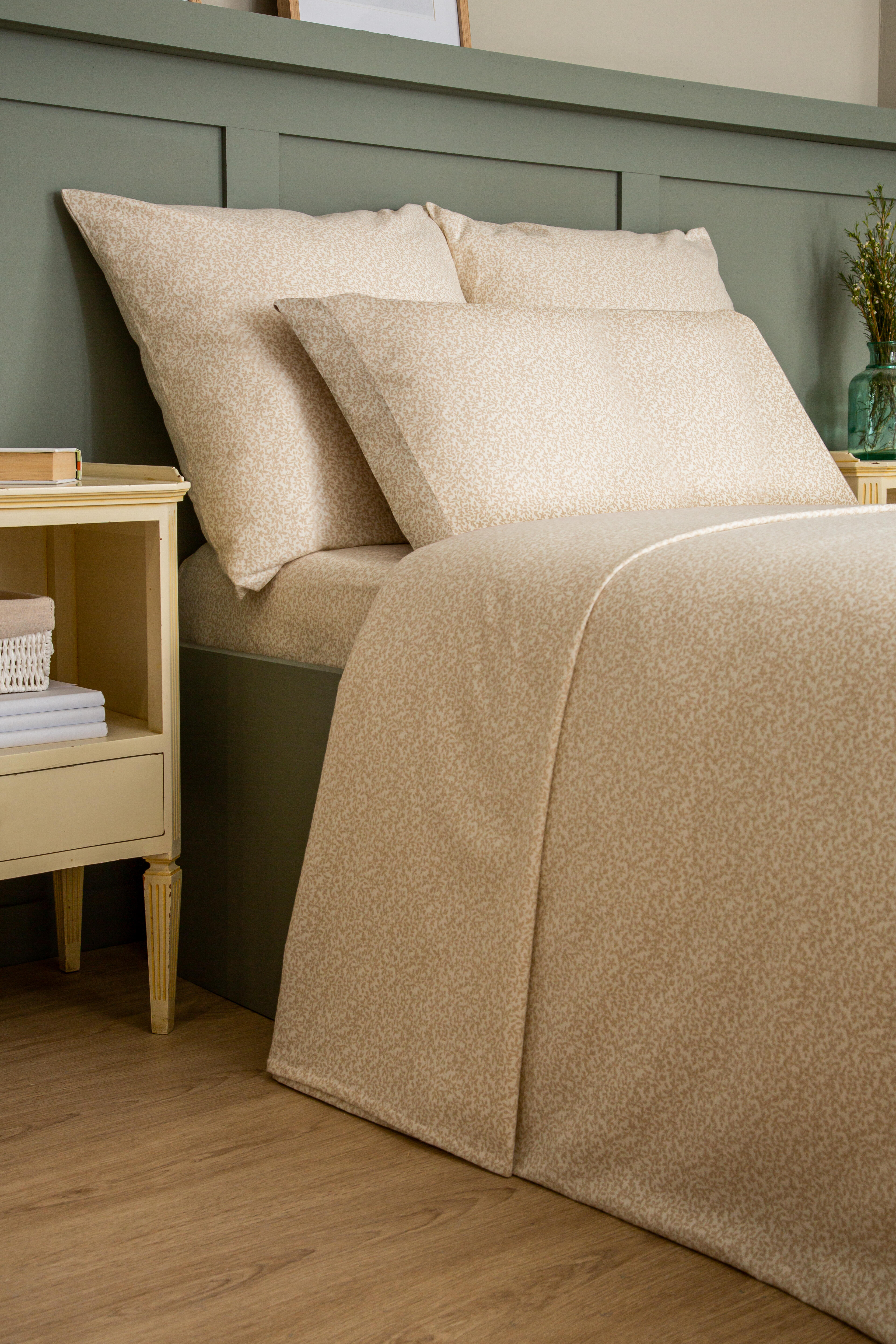 Sábana encimera Franela algodón 80  hilos beige cama 90 cm - 22