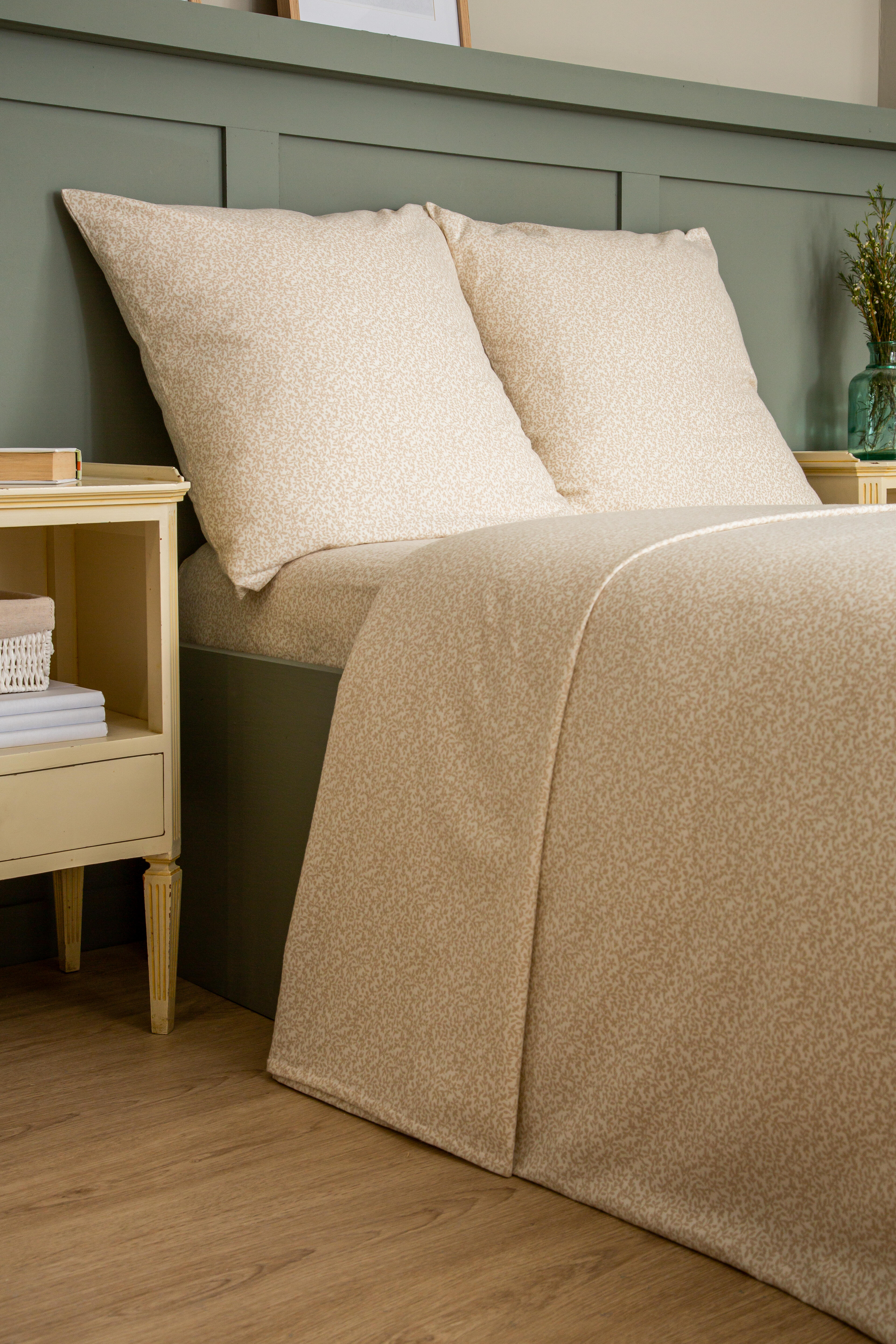 Sábana encimera Franela algodón 80  hilos beige cama 90 cm - 21